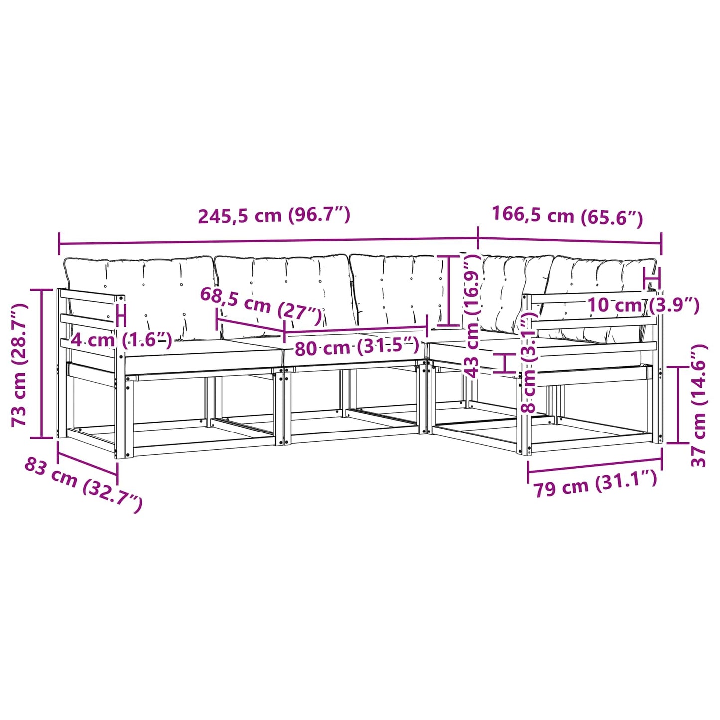 Buiten bankenset met kussen 4 pcs Natuurlijk en Lichtgrijs is nu te koop bij PeponiXL, paradijselijk wonen!