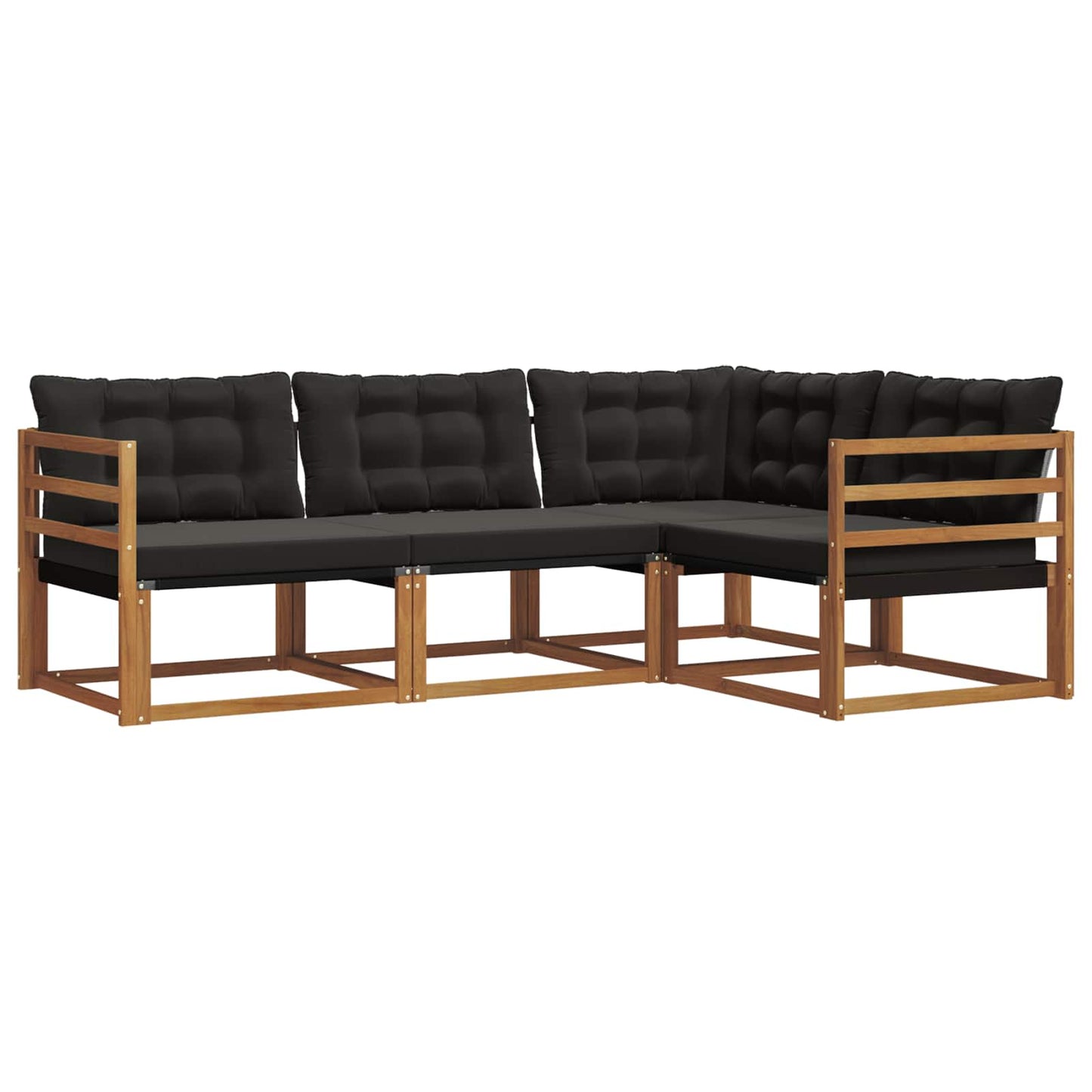 Buiten bankenset met kussen 4 pcs Natuurlijk en Zwart is nu te koop bij PeponiXL, paradijselijk wonen!