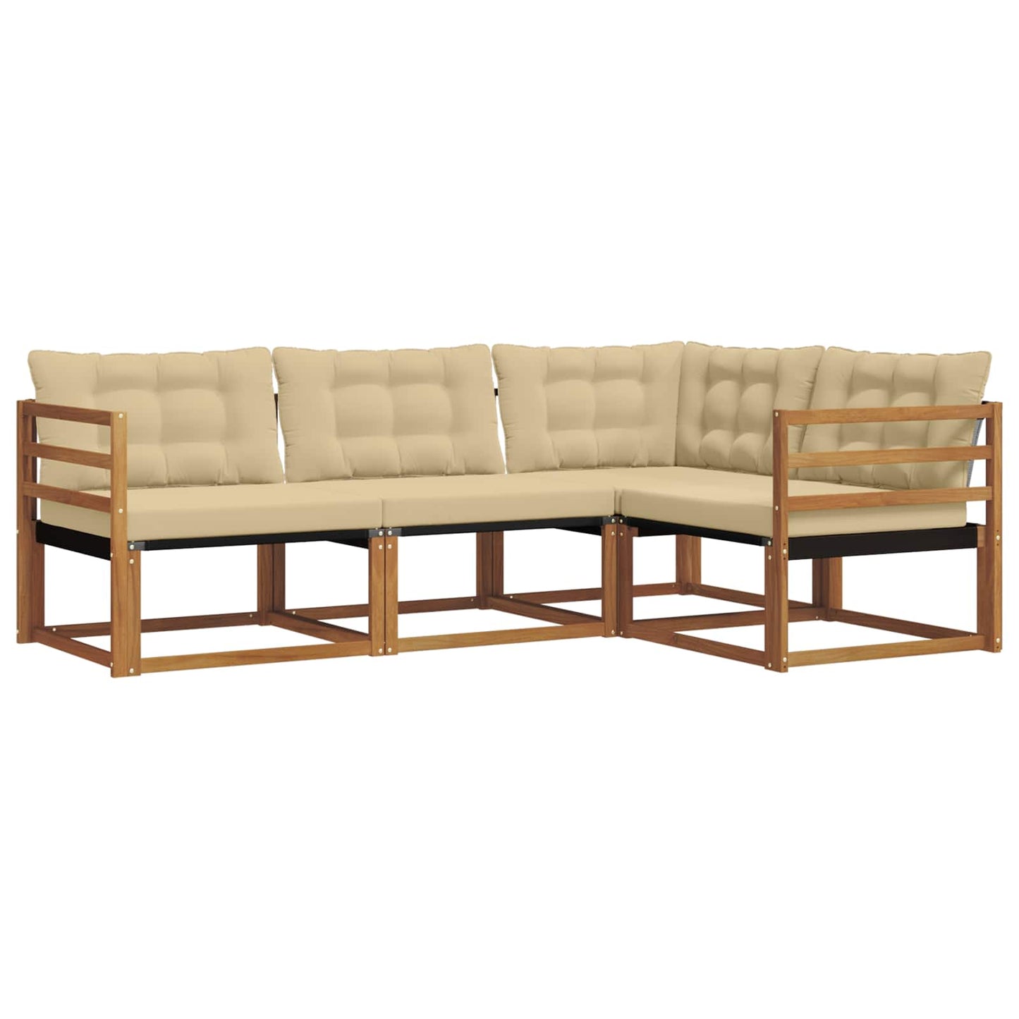 Buiten bankenset met kussen 4 pcs Natuurlijk en Beige is nu te koop bij PeponiXL, paradijselijk wonen!