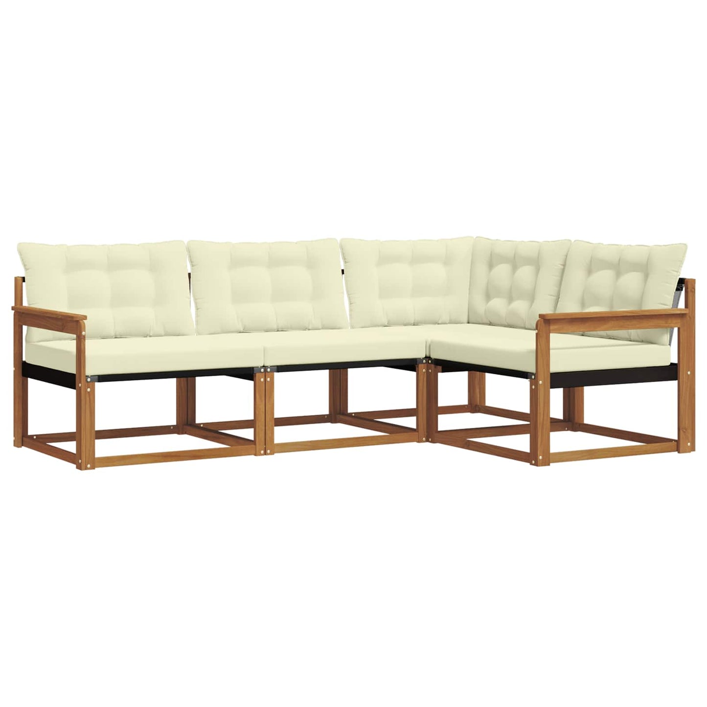 Buiten bankenset met kussen 4 pcs Natuurlijk en Crème is nu te koop bij PeponiXL, paradijselijk wonen!