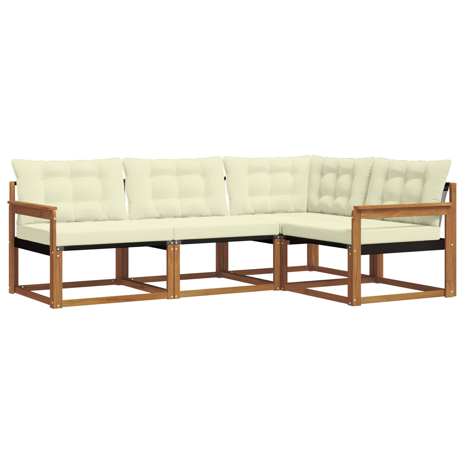Buiten bankenset met kussen 4 pcs Natuurlijk en Crème is nu te koop bij PeponiXL, paradijselijk wonen!