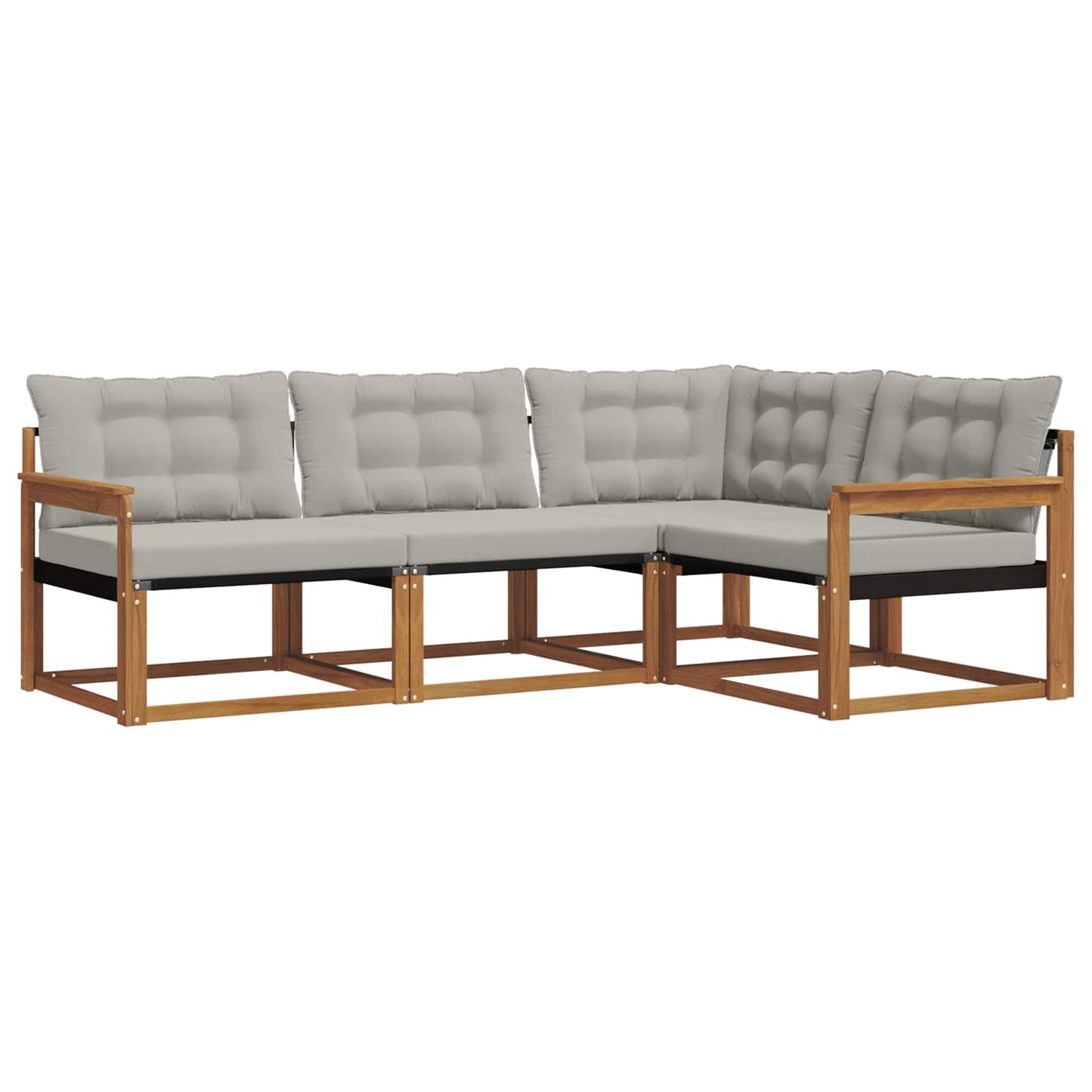 Buiten bankenset met kussen 4 pcs Natuurlijk en Lichtgrijs is nu te koop bij PeponiXL, paradijselijk wonen!