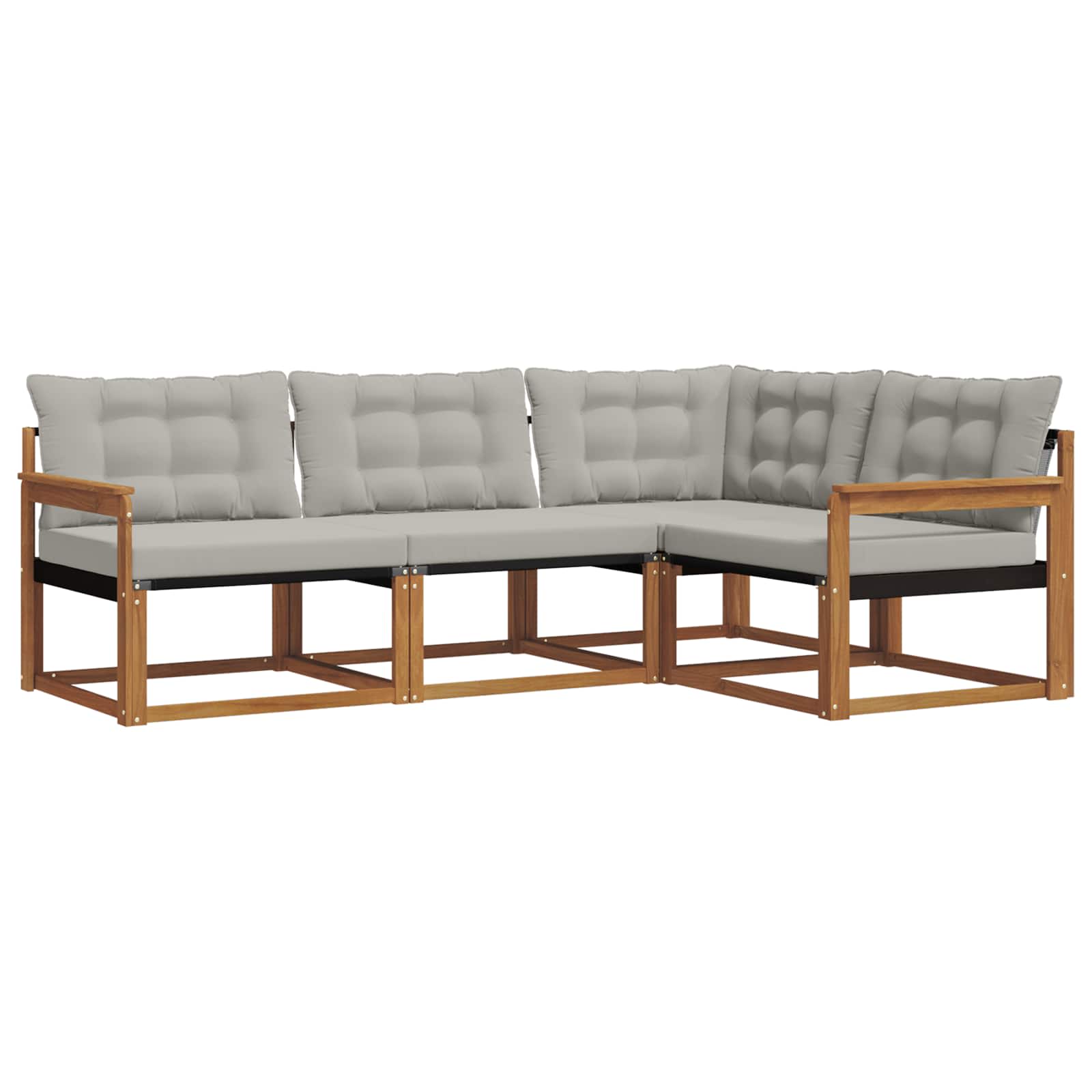 Buiten bankenset met kussen 4 pcs Natuurlijk en Lichtgrijs is nu te koop bij PeponiXL, paradijselijk wonen!