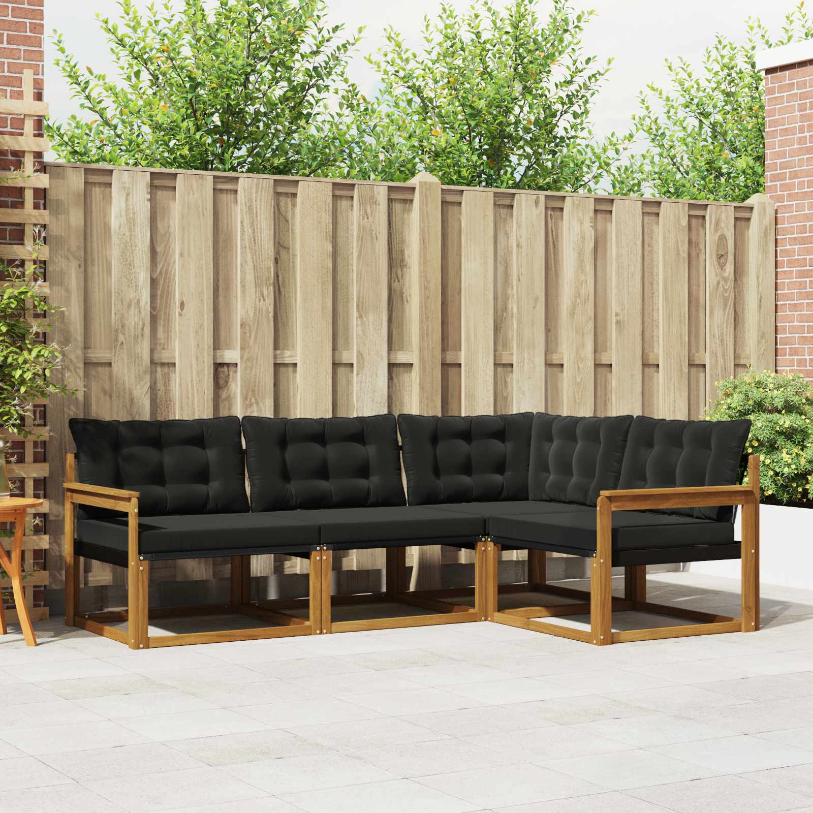Buiten bankenset met kussen 4 pcs Natuurlijk en Zwart is nu te koop bij PeponiXL, paradijselijk wonen!