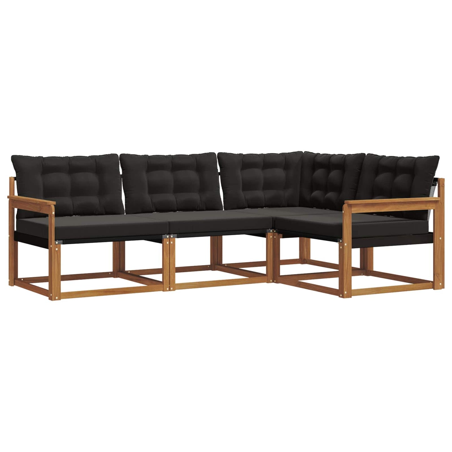 Buiten bankenset met kussen 4 pcs Natuurlijk en Zwart is nu te koop bij PeponiXL, paradijselijk wonen!