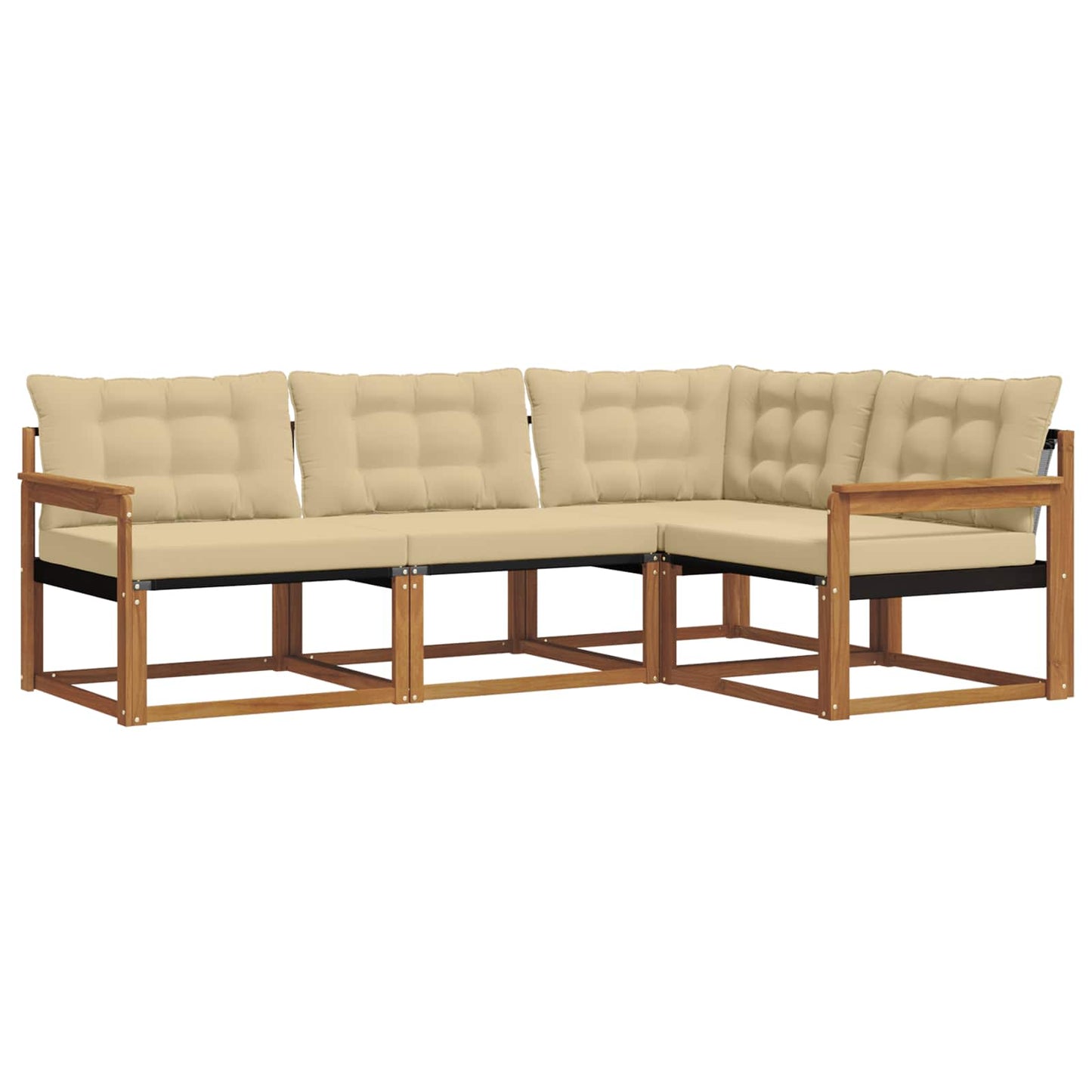 Buiten bankenset met kussen 4 pcs Natuurlijk en Beige is nu te koop bij PeponiXL, paradijselijk wonen!