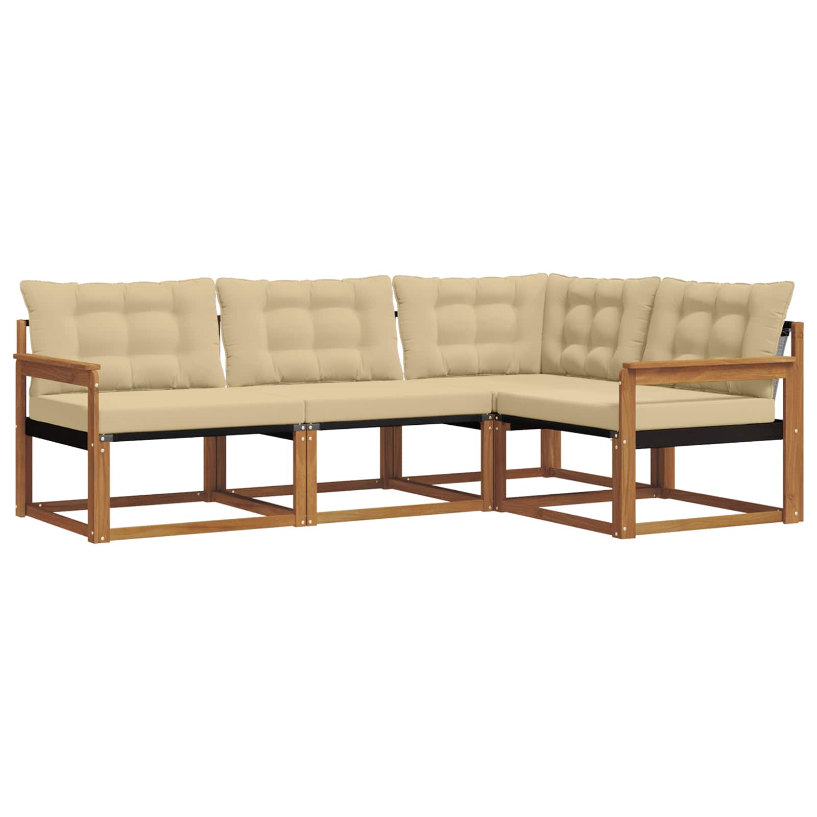 Buiten bankenset met kussen 4 pcs Natuurlijk en Beige is nu te koop bij PeponiXL, paradijselijk wonen!