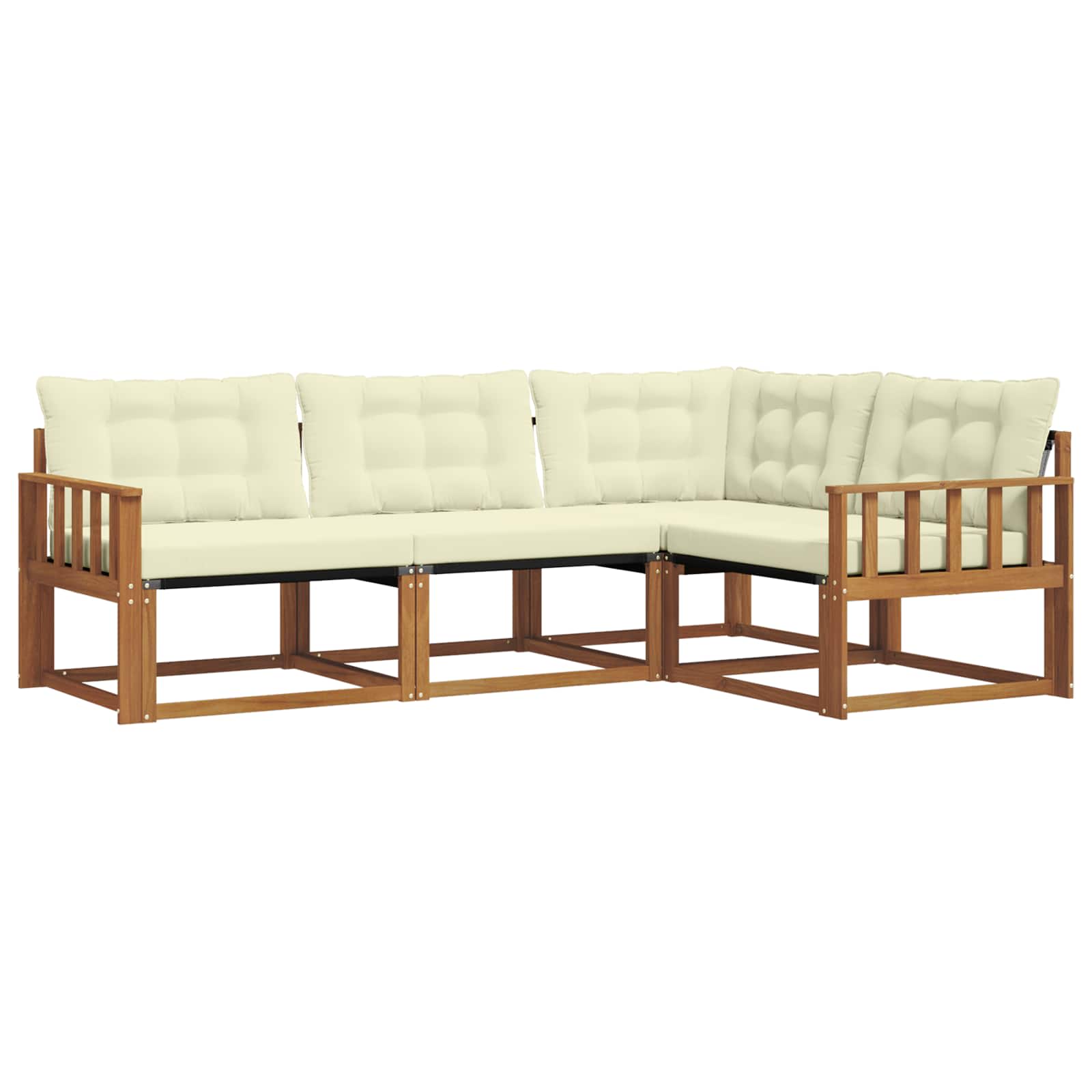 Buiten bankenset met kussen 4 pcs Natuurlijk en Crème is nu te koop bij PeponiXL, paradijselijk wonen!