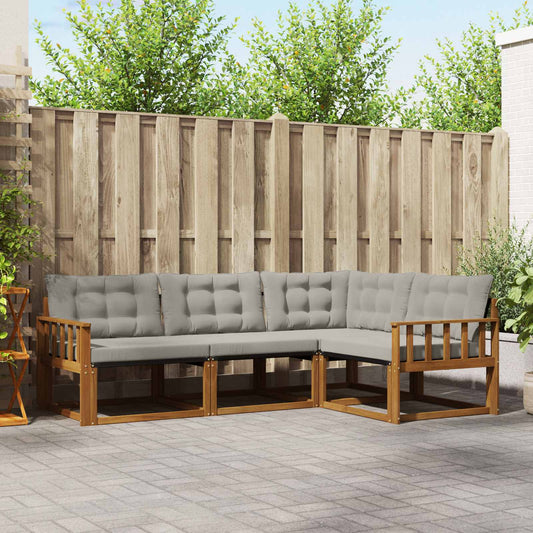 Buiten bankenset met kussen 4 pcs Natuurlijk en Lichtgrijs is nu te koop bij PeponiXL, paradijselijk wonen!