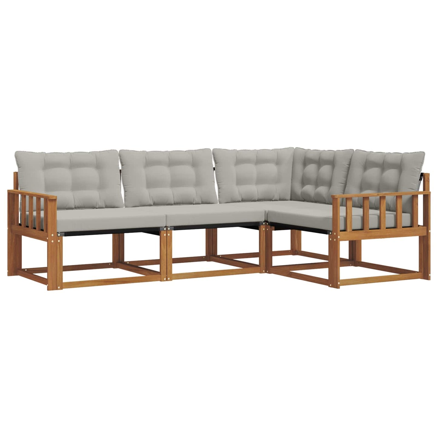 Buiten bankenset met kussen 4 pcs Natuurlijk en Lichtgrijs is nu te koop bij PeponiXL, paradijselijk wonen!