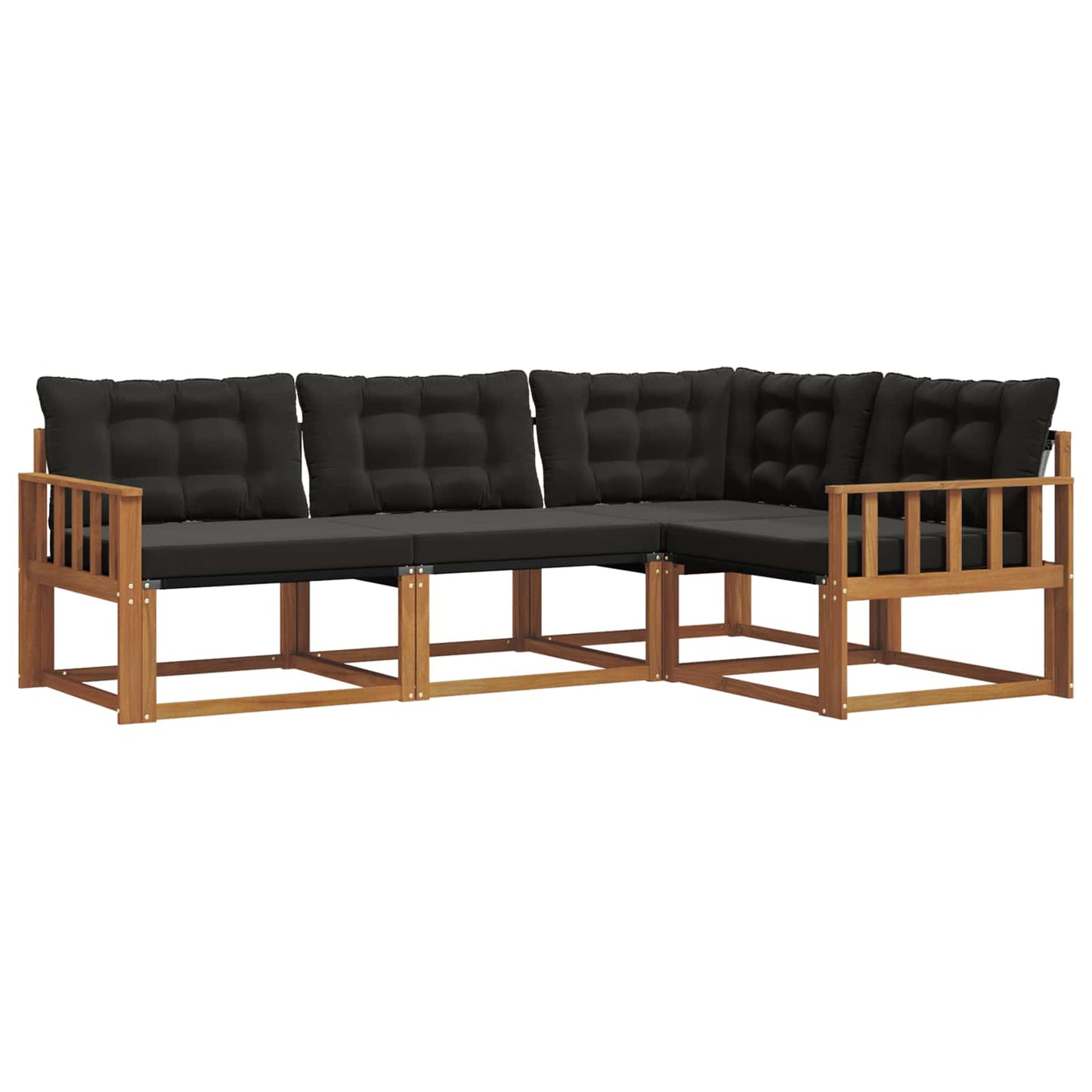 Buiten bankenset met kussen 4 pcs Natuurlijk en Zwart is nu te koop bij PeponiXL, paradijselijk wonen!