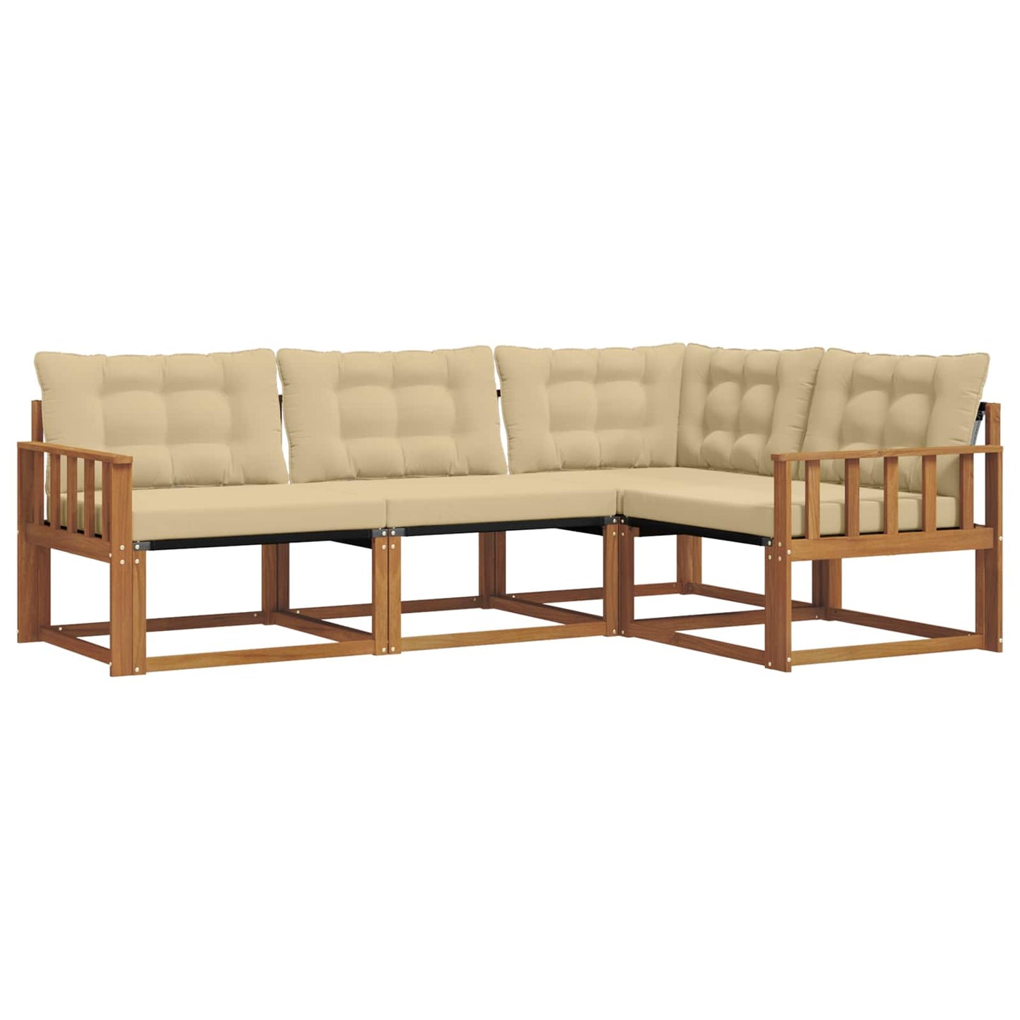 Buiten bankenset met kussen 4 pcs Natuurlijk en Beige is nu te koop bij PeponiXL, paradijselijk wonen!
