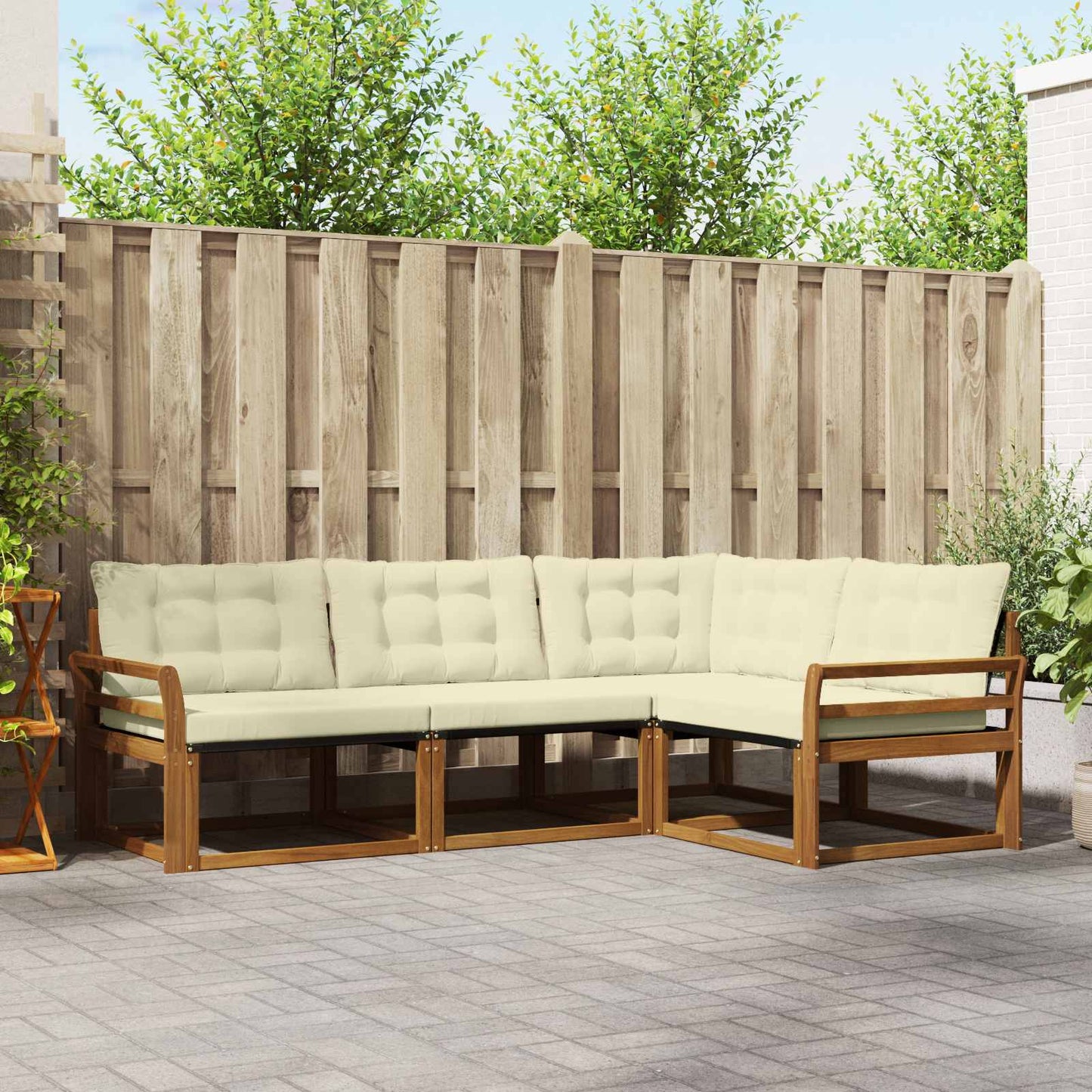 Buiten bankenset met kussen 4 pcs Natuurlijk en Crème is nu te koop bij PeponiXL, paradijselijk wonen!