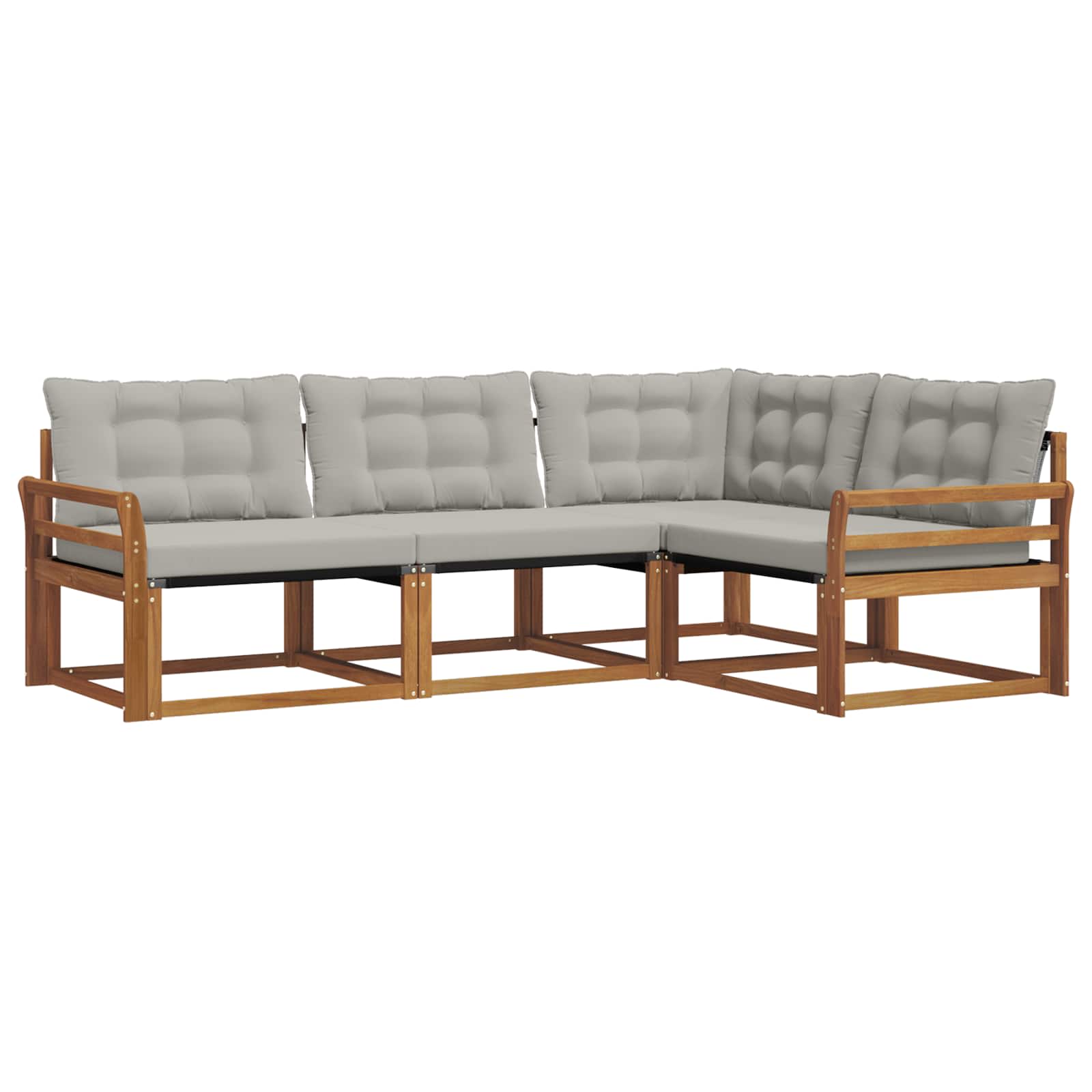 Buiten bankenset met kussen 4 pcs Natuurlijk en Lichtgrijs is nu te koop bij PeponiXL, paradijselijk wonen!