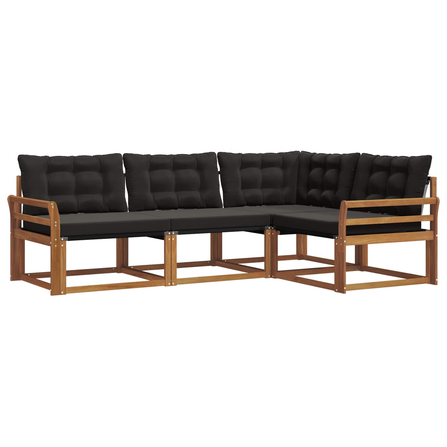 Buiten bankenset met kussen 4 pcs Natuurlijk en Zwart is nu te koop bij PeponiXL, paradijselijk wonen!