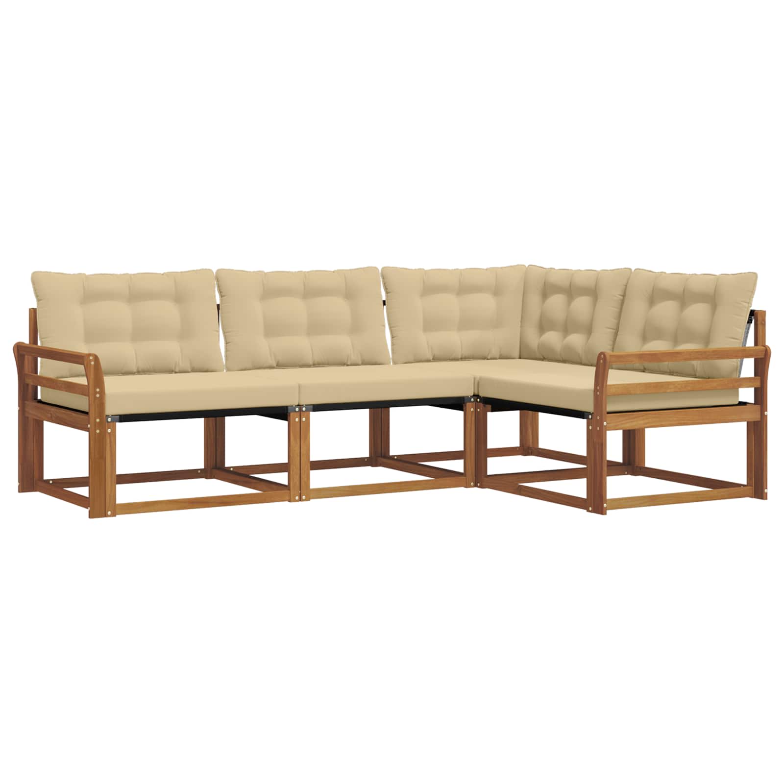 Buiten bankenset met kussen 4 pcs Natuurlijk en Beige is nu te koop bij PeponiXL, paradijselijk wonen!