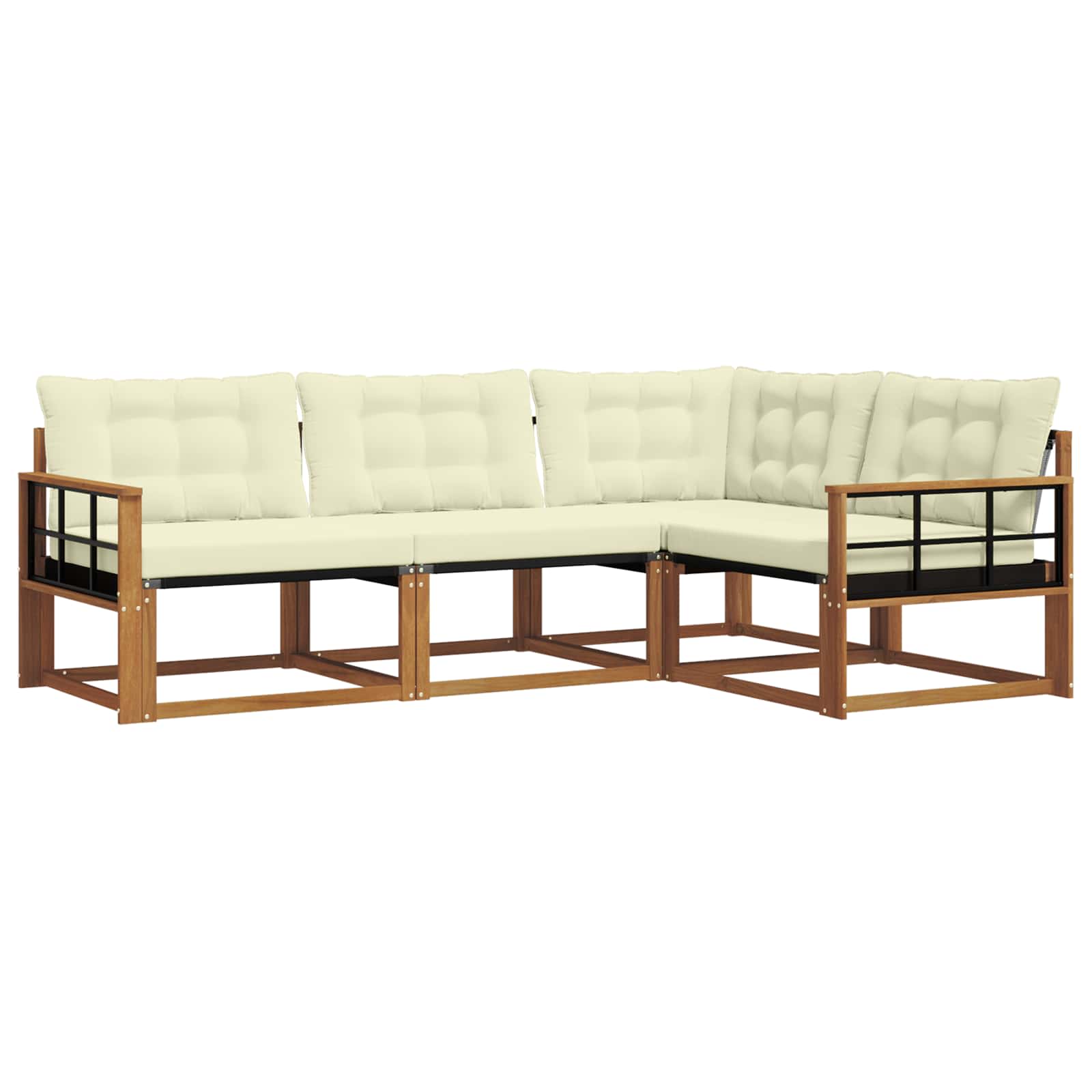 Buiten bankenset met kussen 4 pcs Natuurlijk en Crème is nu te koop bij PeponiXL, paradijselijk wonen!