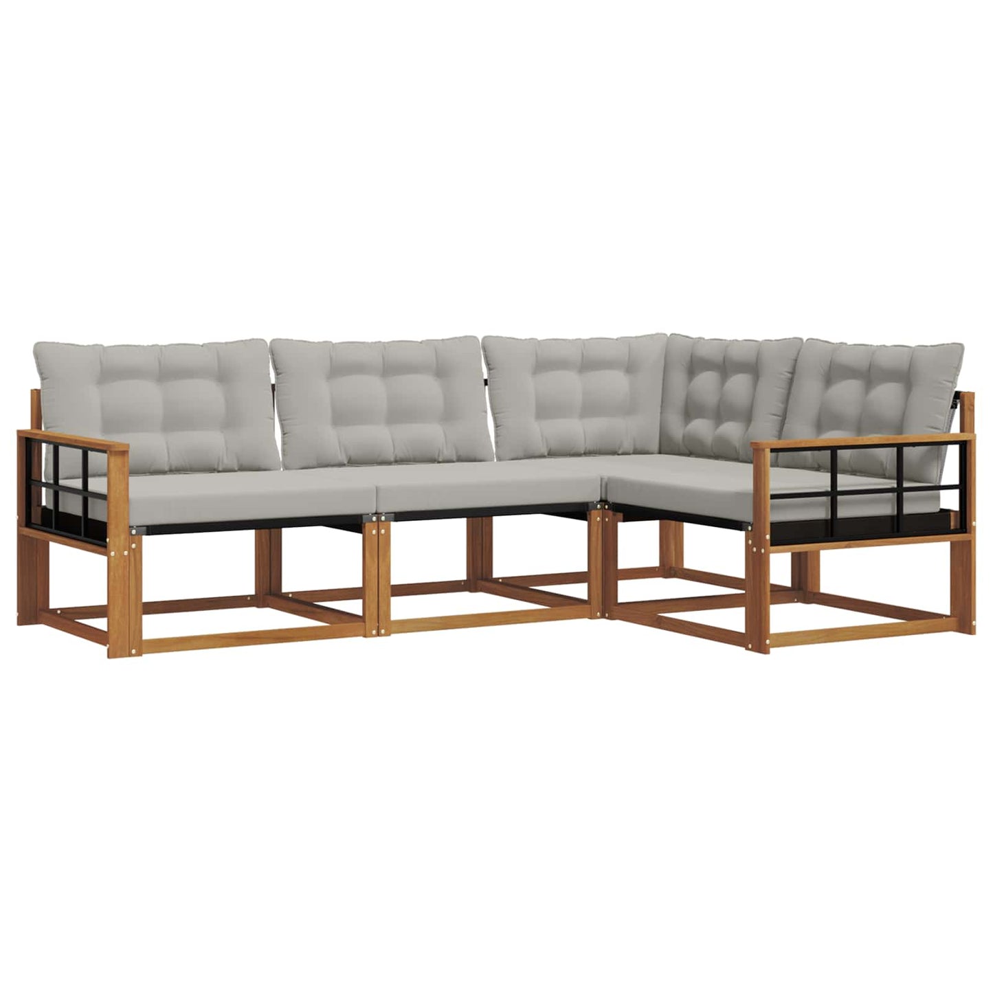 Buiten bankenset met kussen 4 pcs Natuurlijk en Lichtgrijs is nu te koop bij PeponiXL, paradijselijk wonen!