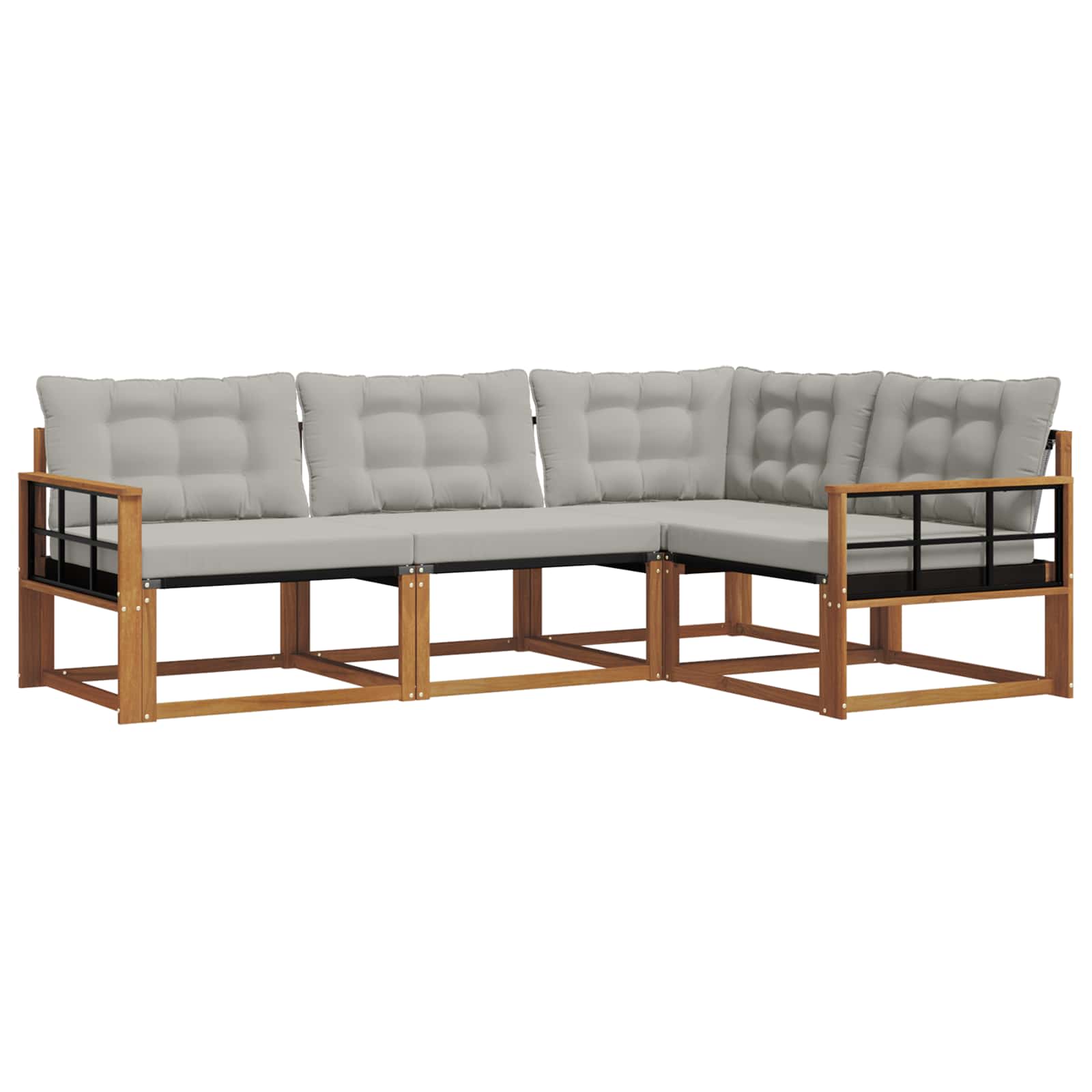 Buiten bankenset met kussen 4 pcs Natuurlijk en Lichtgrijs is nu te koop bij PeponiXL, paradijselijk wonen!