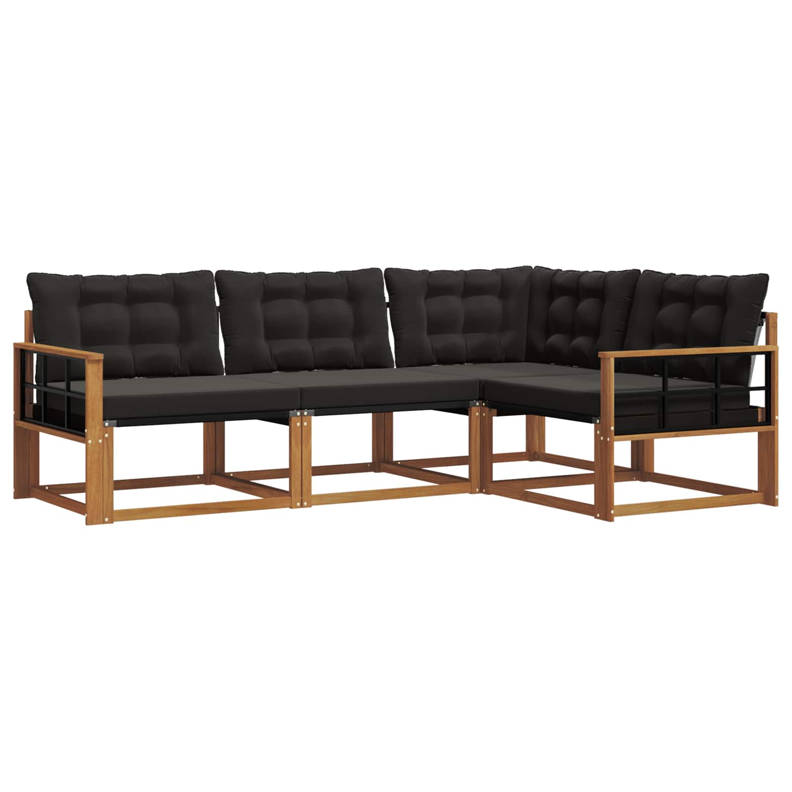 Buiten bankenset met kussen 4 pcs Natuurlijk en Zwart is nu te koop bij PeponiXL, paradijselijk wonen!