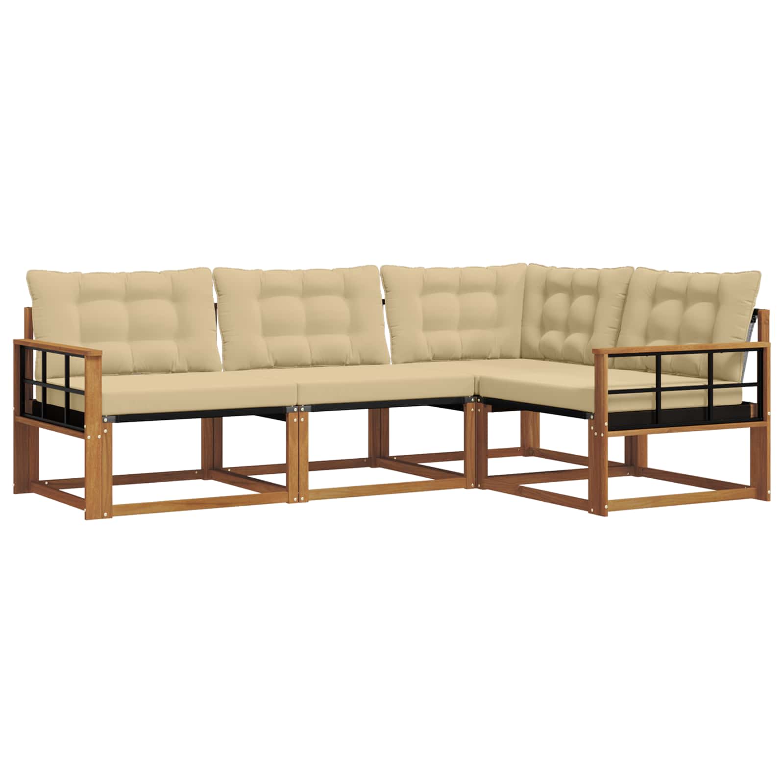 Buiten bankenset met kussen 4 pcs Natuurlijk en Beige is nu te koop bij PeponiXL, paradijselijk wonen!