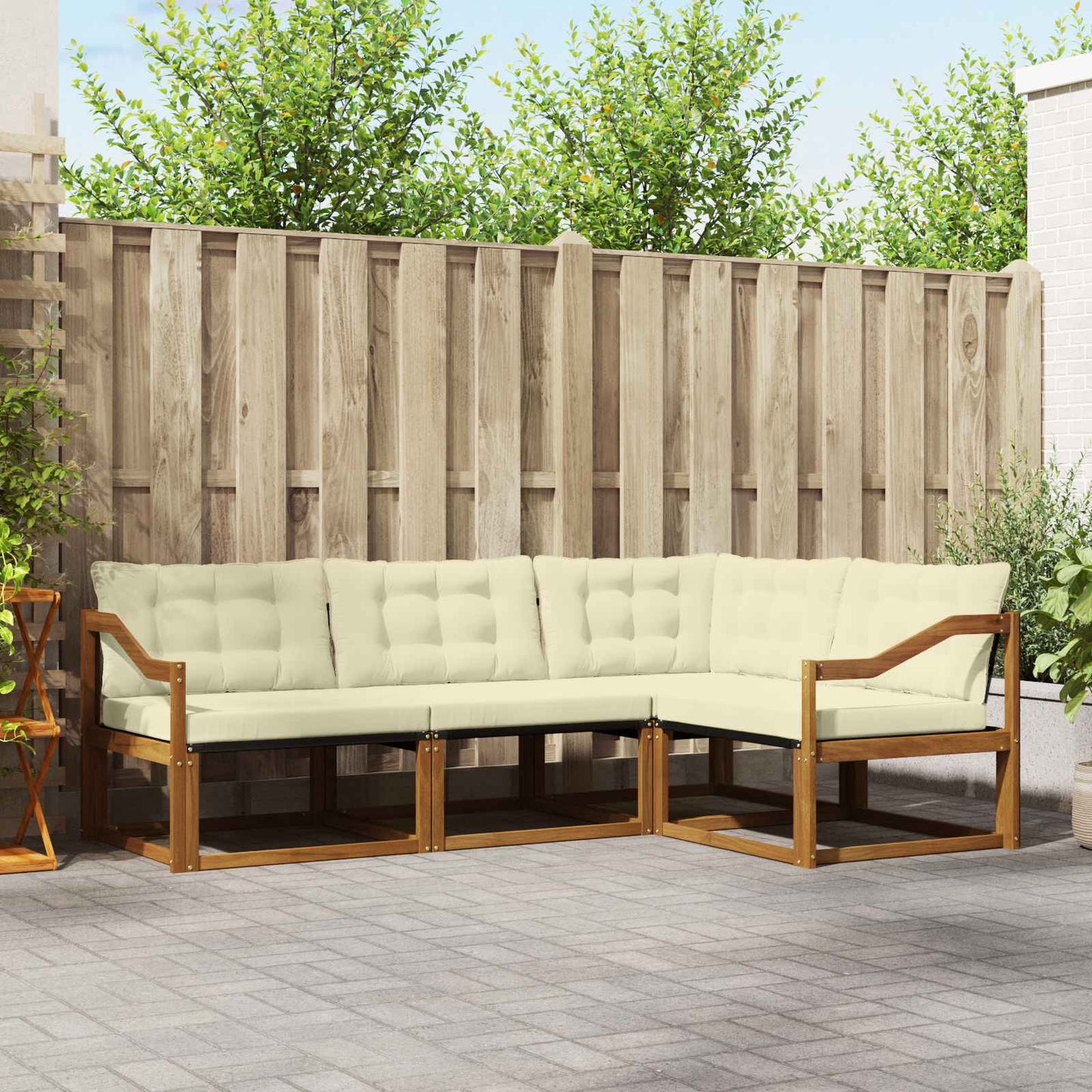 Buiten bankenset met kussen 4 pcs Natuurlijk en Crème is nu te koop bij PeponiXL, paradijselijk wonen!