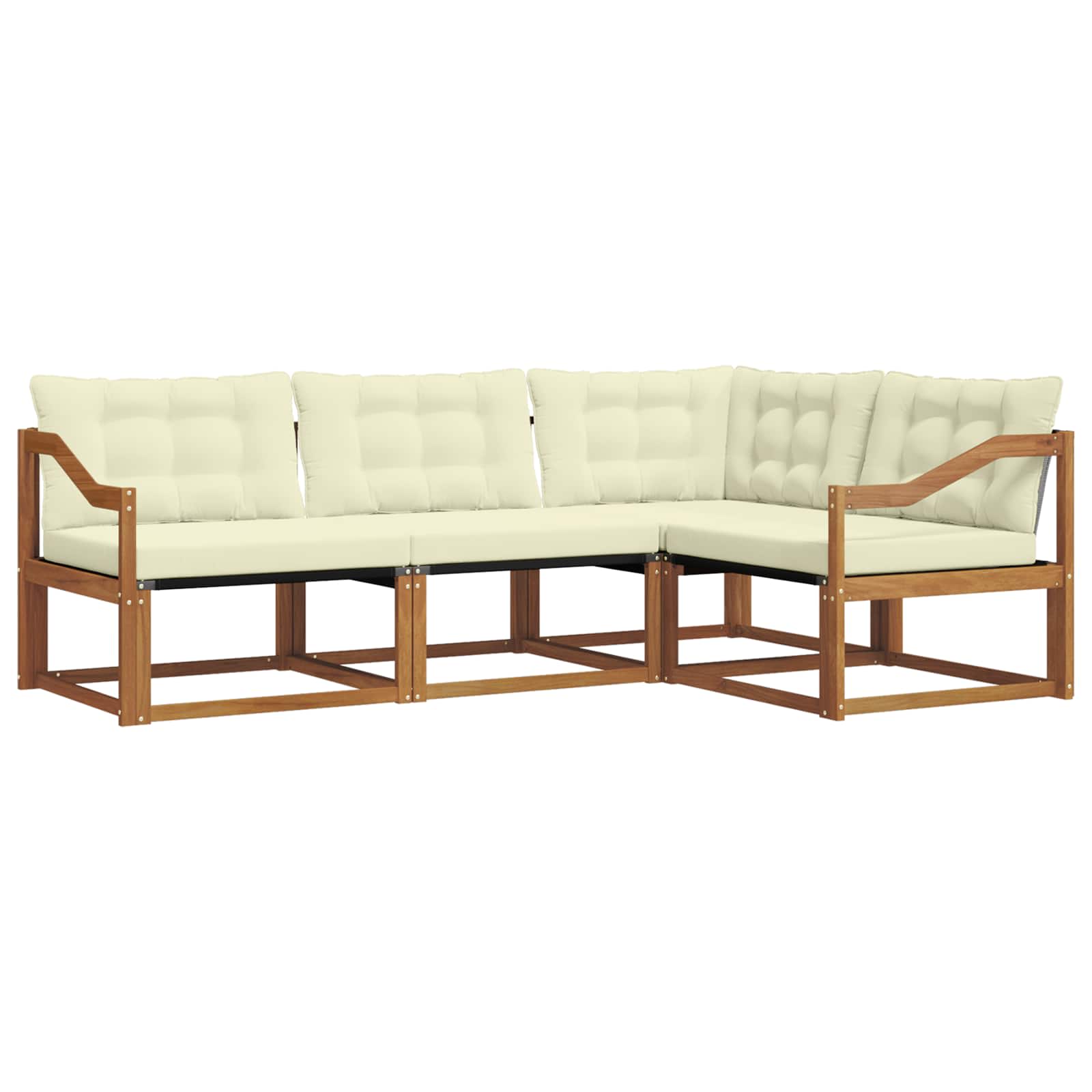 Buiten bankenset met kussen 4 pcs Natuurlijk en Crème is nu te koop bij PeponiXL, paradijselijk wonen!