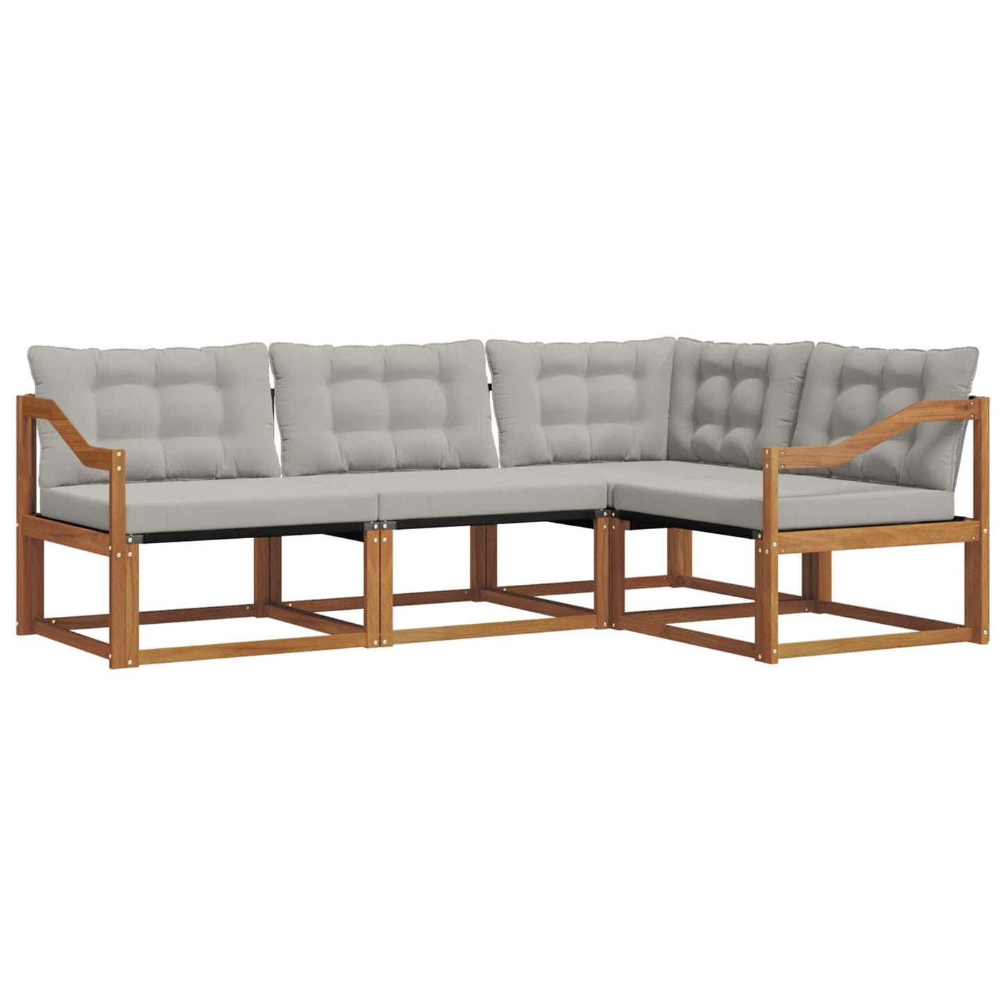 Buiten bankenset met kussen 4 pcs Natuurlijk en Lichtgrijs is nu te koop bij PeponiXL, paradijselijk wonen!