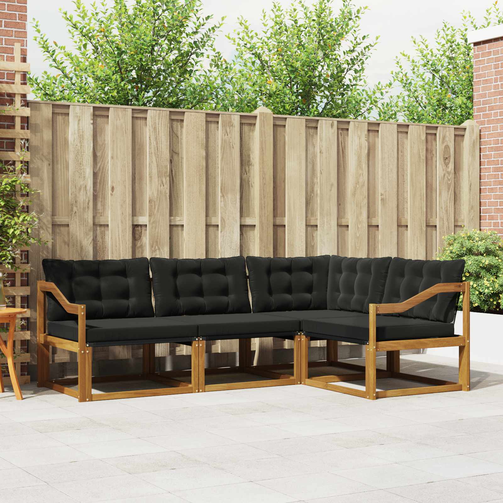 Buiten bankenset met kussen 4 pcs Natuurlijk en Zwart is nu te koop bij PeponiXL, paradijselijk wonen!