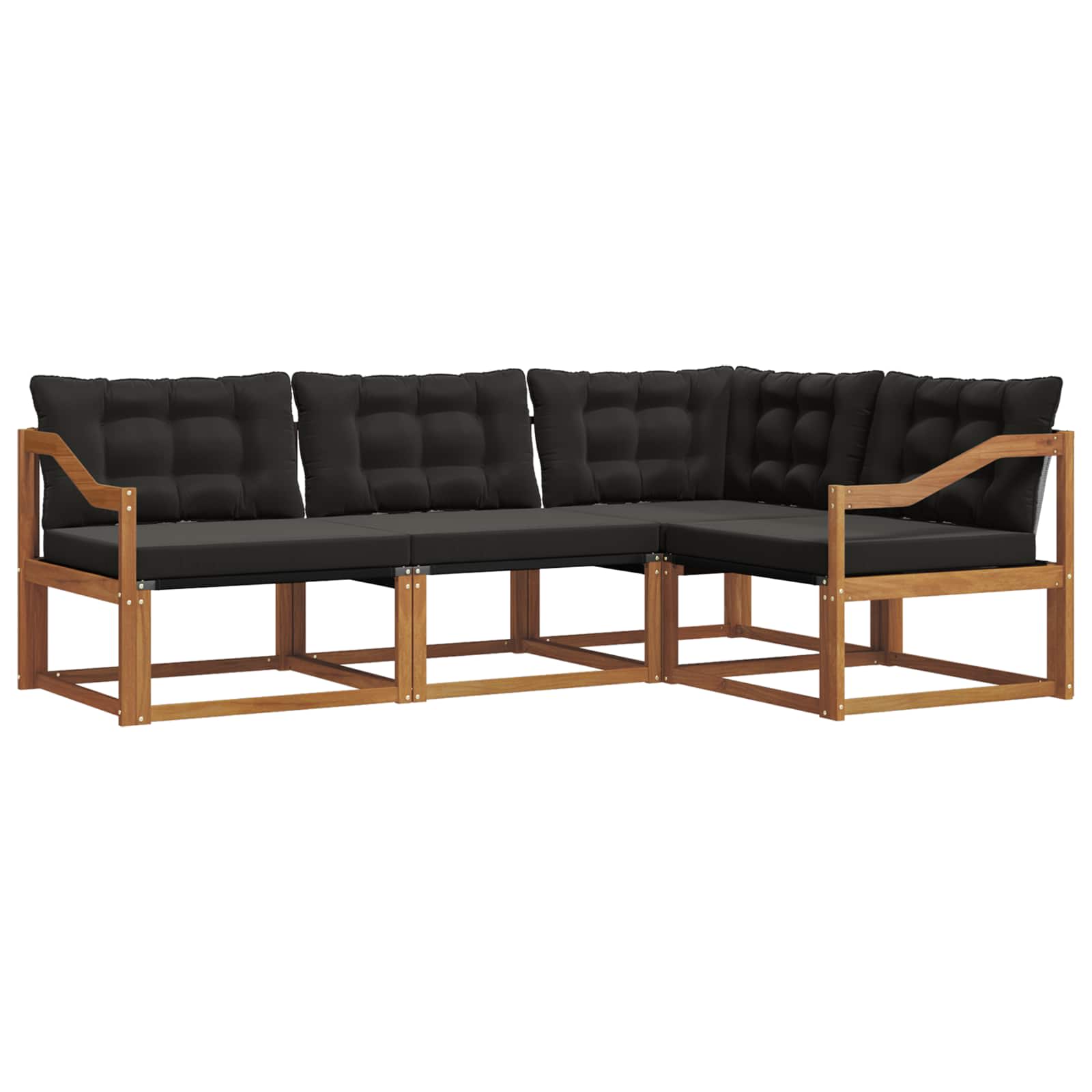 Buiten bankenset met kussen 4 pcs Natuurlijk en Zwart is nu te koop bij PeponiXL, paradijselijk wonen!