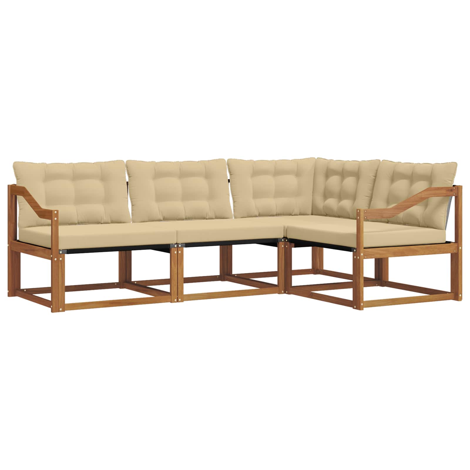 Buiten bankenset met kussen 4 pcs Natuurlijk en Beige is nu te koop bij PeponiXL, paradijselijk wonen!