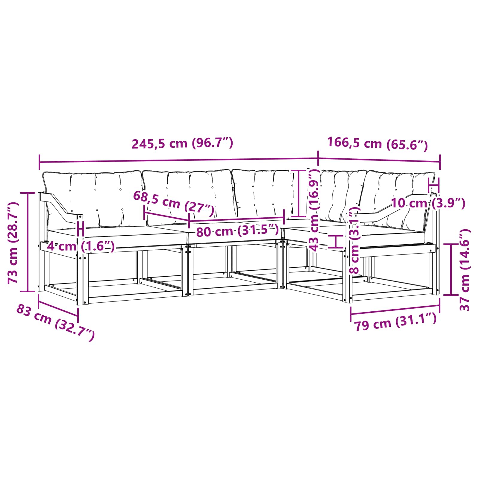 Buiten bankenset met kussen 4 pcs Natuurlijk en Beige is nu te koop bij PeponiXL, paradijselijk wonen!