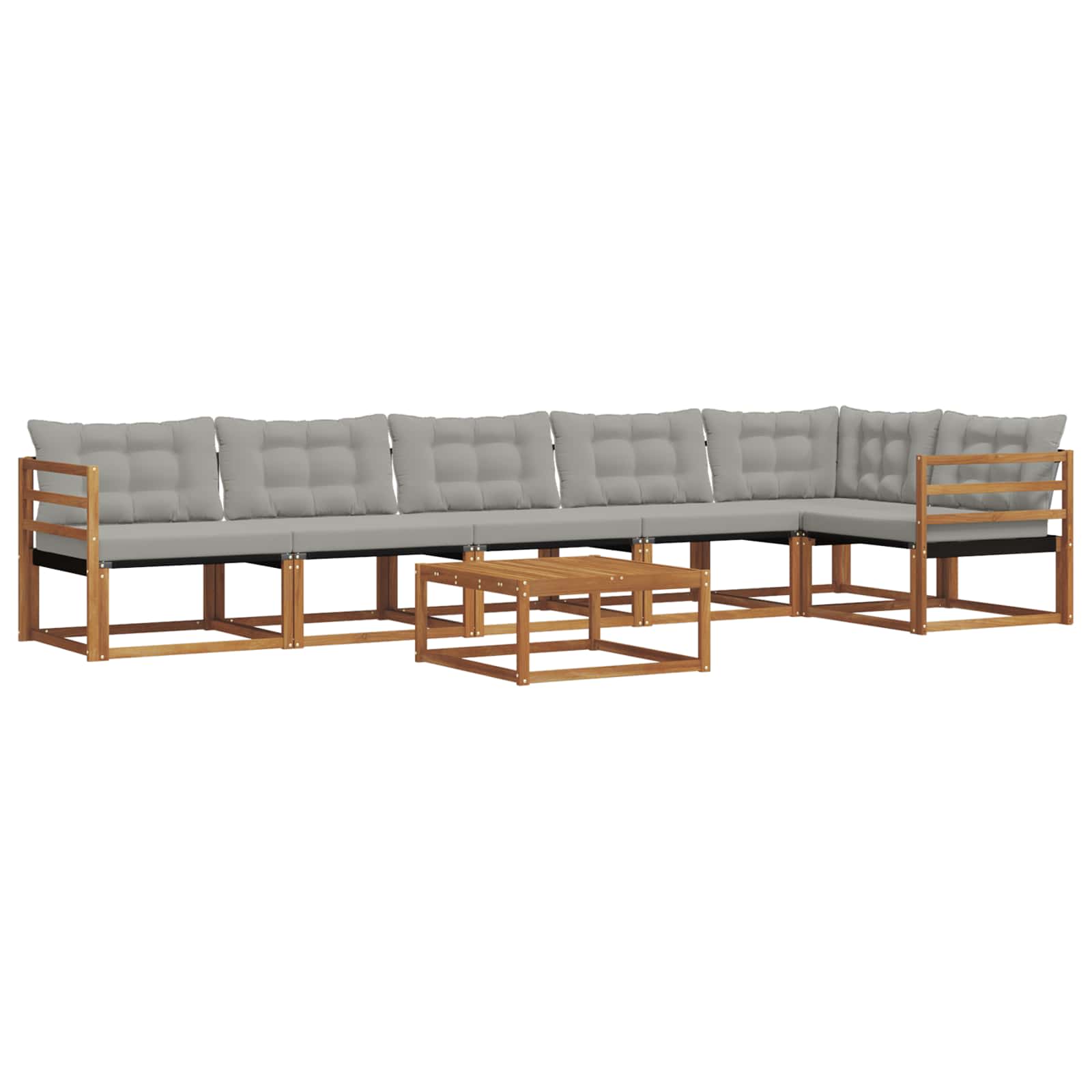 Buiten bankenset met kussen 7 pcs Natuurlijk en Lichtgrijs is nu te koop bij PeponiXL, paradijselijk wonen!