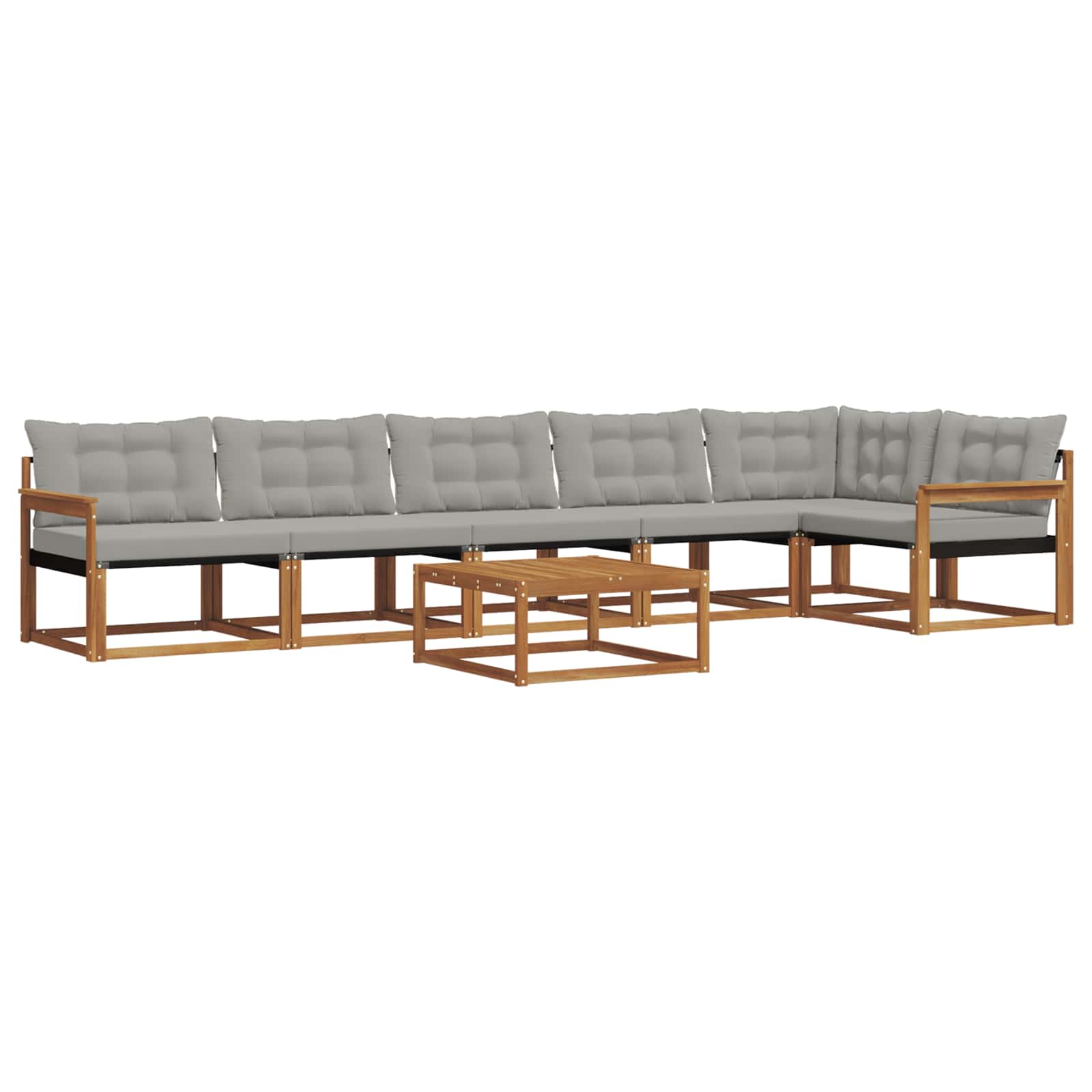 Buiten bankenset met kussen 7 pcs Natuurlijk en Lichtgrijs is nu te koop bij PeponiXL, paradijselijk wonen!