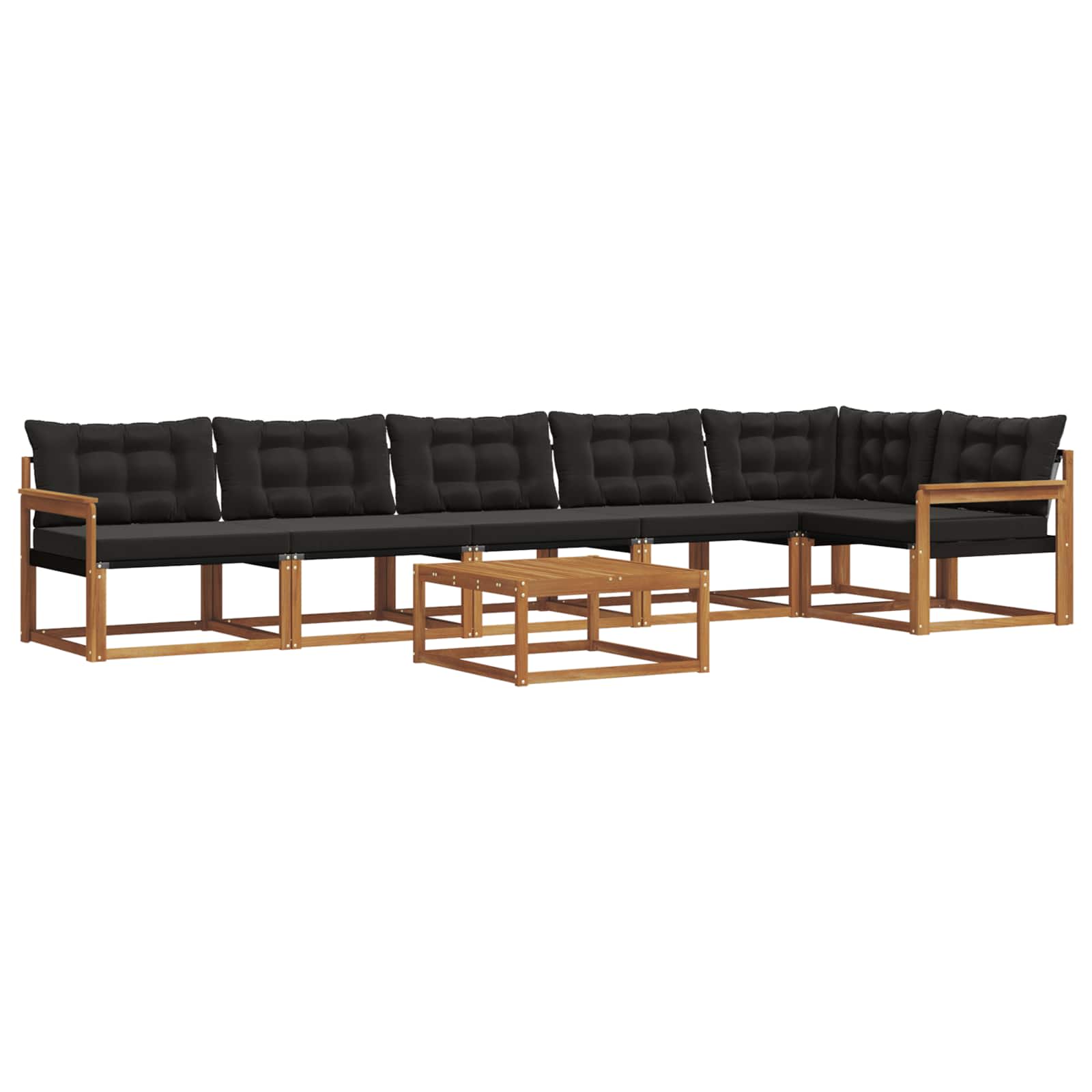 Buiten bankenset met kussen 7 pcs Natuurlijk en Zwart is nu te koop bij PeponiXL, paradijselijk wonen!