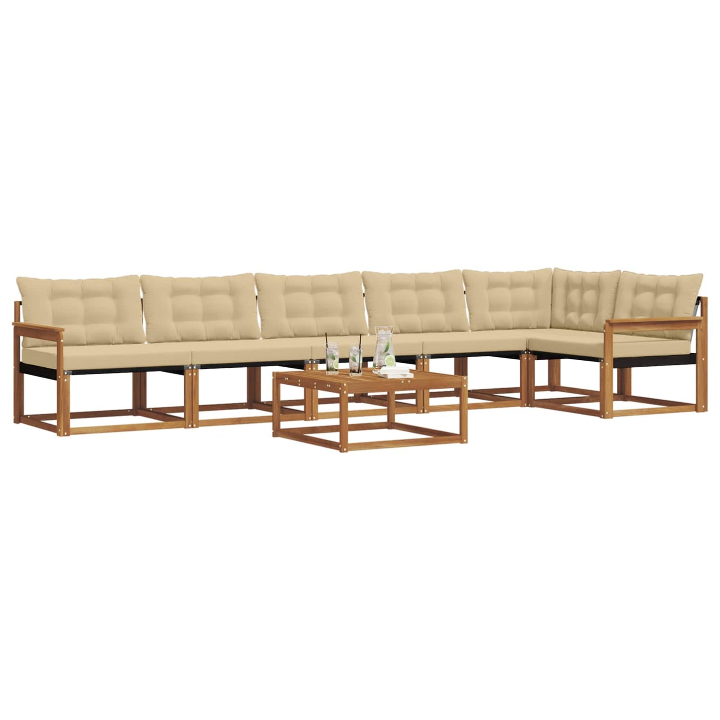 Buiten bankenset met kussen 7 pcs Natuurlijk en Beige is nu te koop bij PeponiXL, paradijselijk wonen!