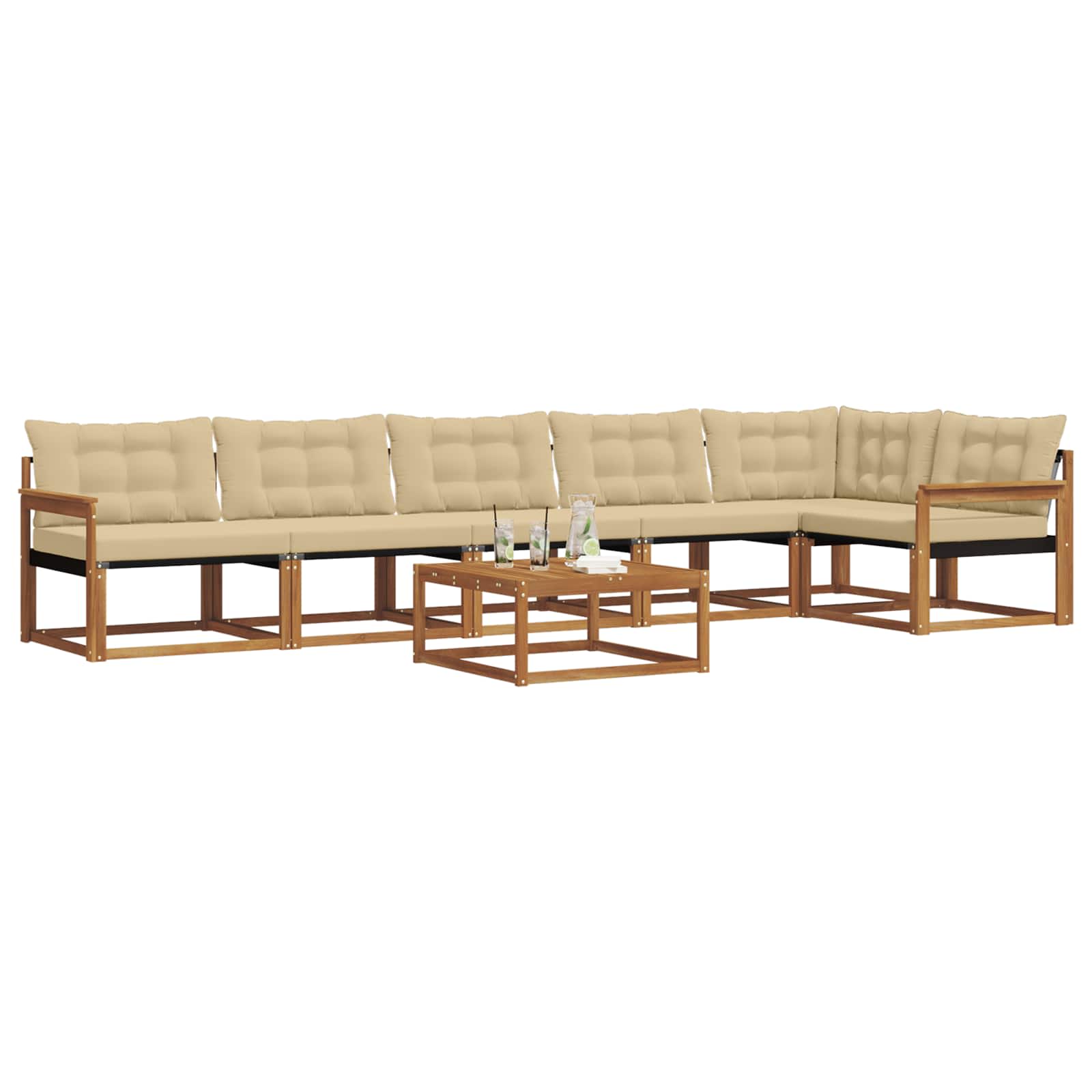 Buiten bankenset met kussen 7 pcs Natuurlijk en Beige is nu te koop bij PeponiXL, paradijselijk wonen!