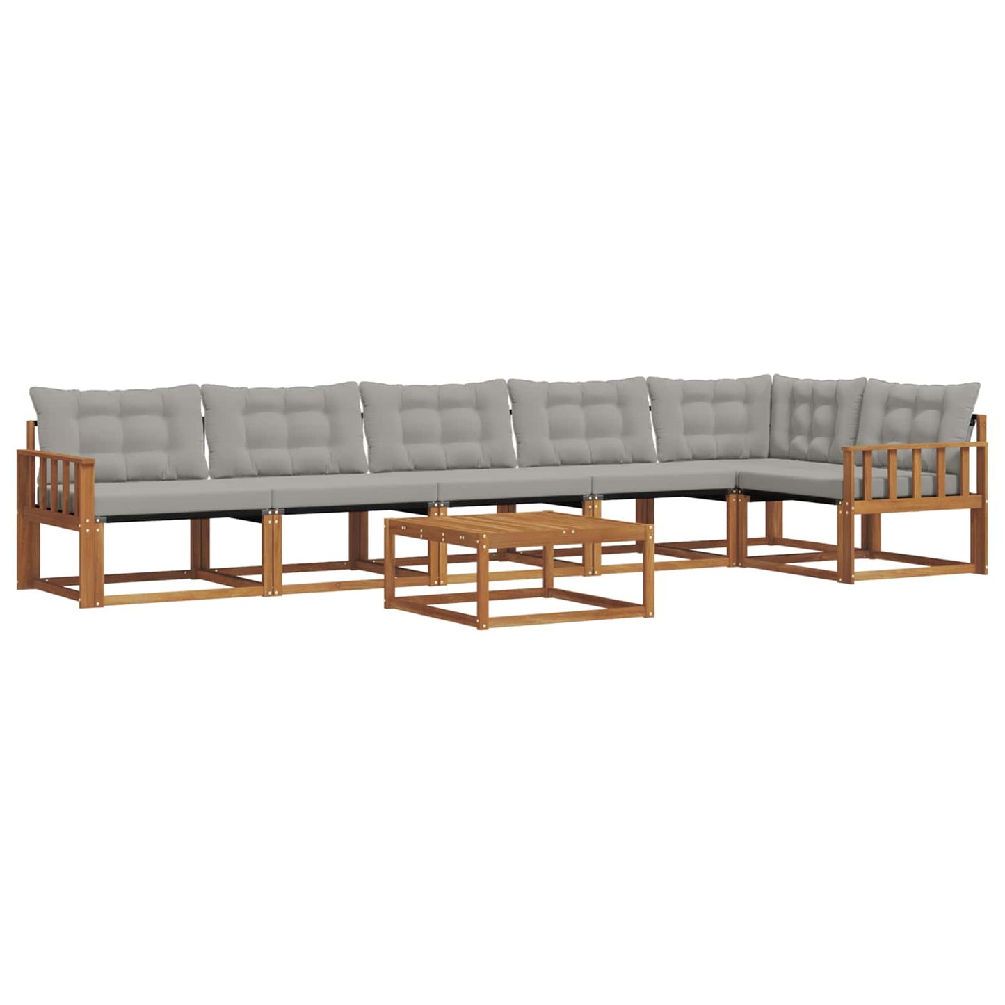 Buiten bankenset met kussen 7 pcs Natuurlijk en Lichtgrijs is nu te koop bij PeponiXL, paradijselijk wonen!