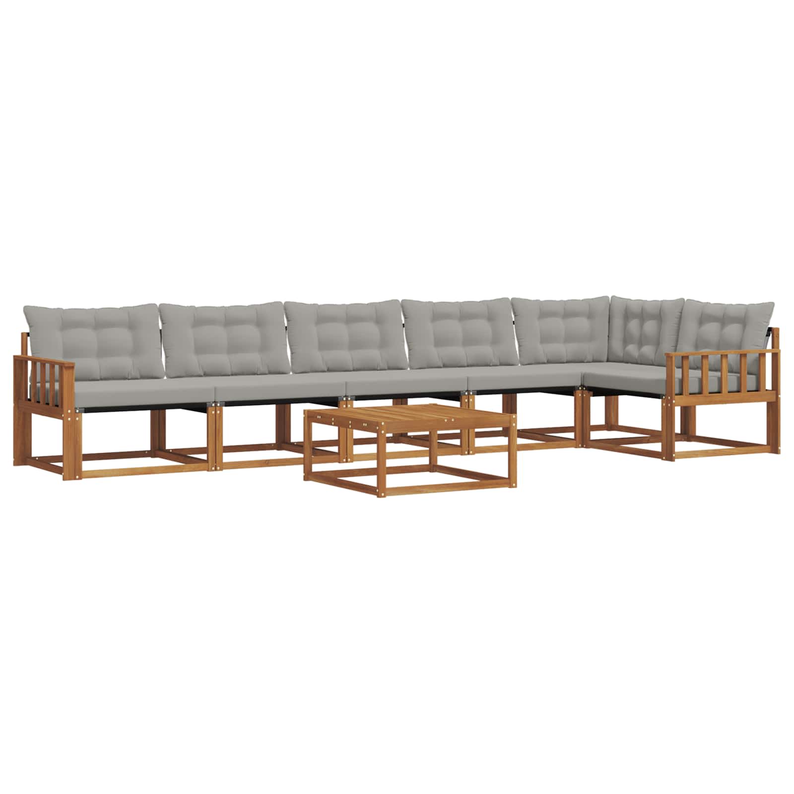 Buiten bankenset met kussen 7 pcs Natuurlijk en Lichtgrijs is nu te koop bij PeponiXL, paradijselijk wonen!