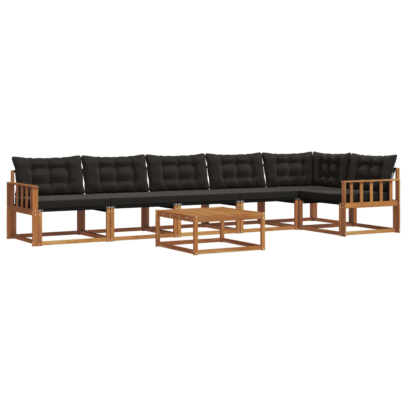 Buiten bankenset met kussen 7 pcs Natuurlijk en Zwart is nu te koop bij PeponiXL, paradijselijk wonen!