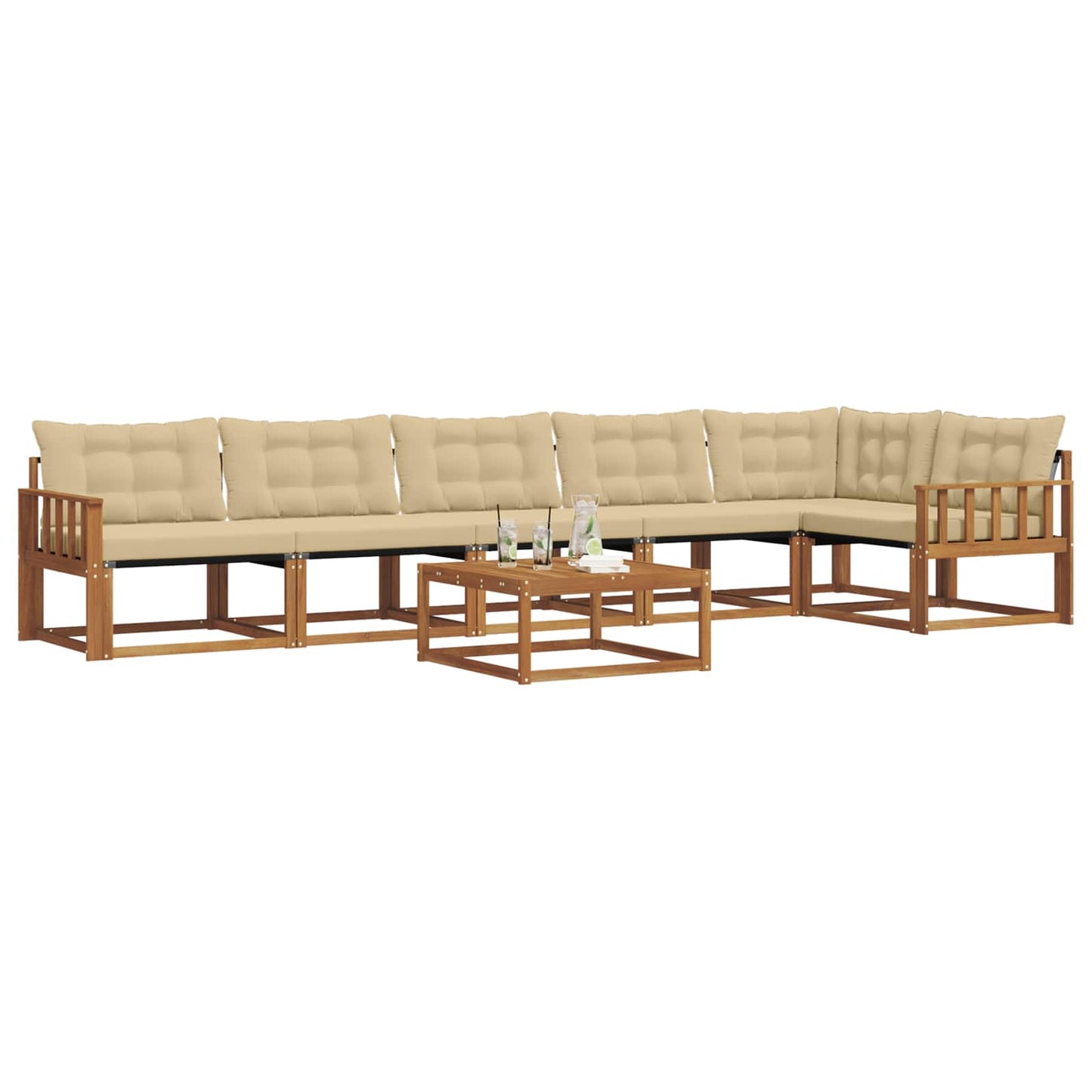 Buiten bankenset met kussen 7 pcs Natuurlijk en Beige is nu te koop bij PeponiXL, paradijselijk wonen!