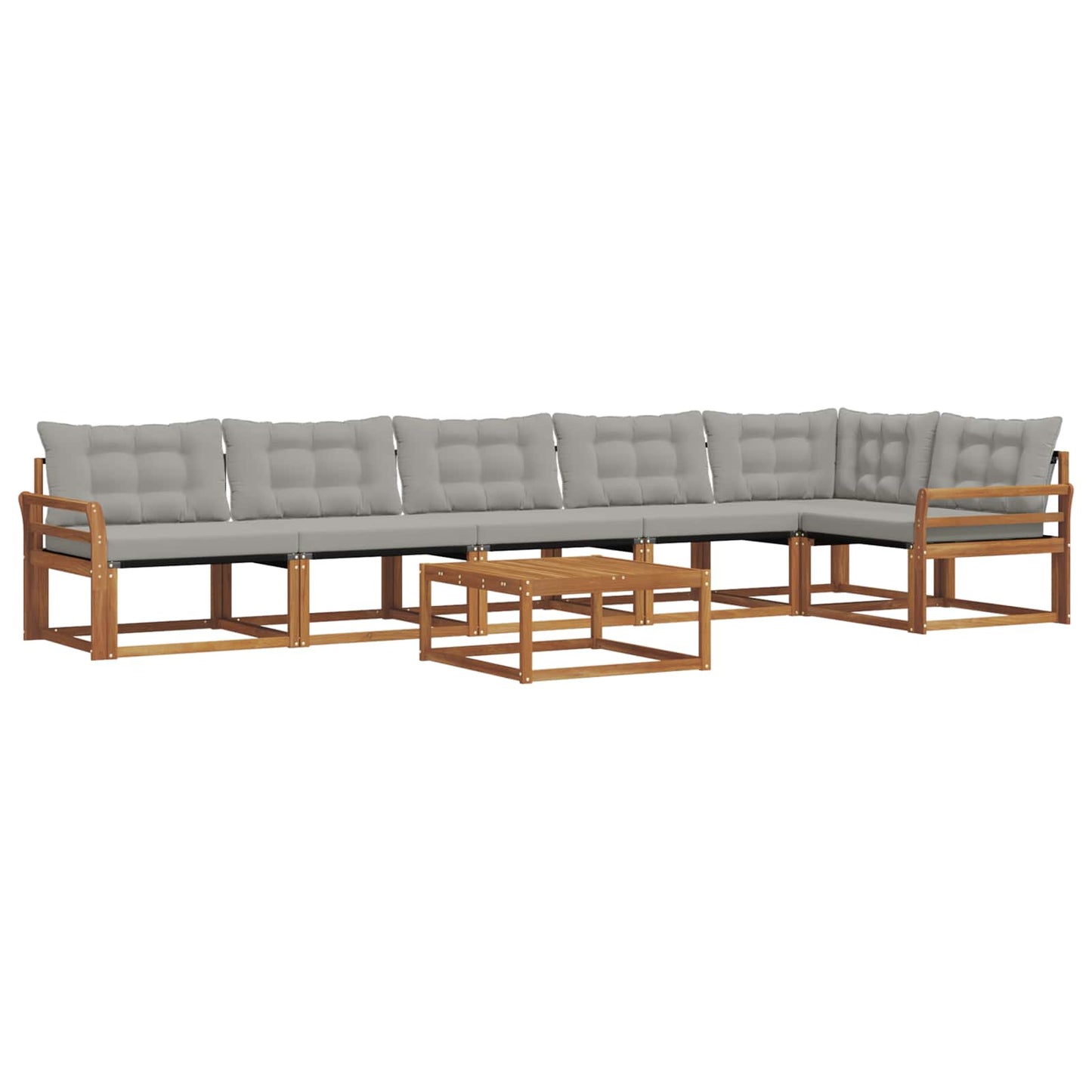 Buiten bankenset met kussen 7 pcs Natuurlijk en Lichtgrijs is nu te koop bij PeponiXL, paradijselijk wonen!