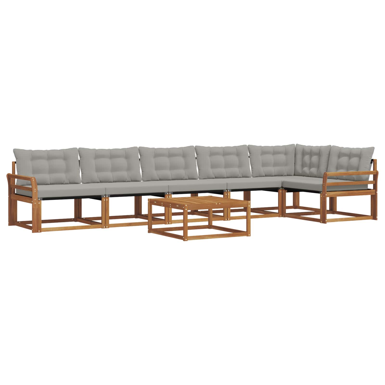 Buiten bankenset met kussen 7 pcs Natuurlijk en Lichtgrijs is nu te koop bij PeponiXL, paradijselijk wonen!