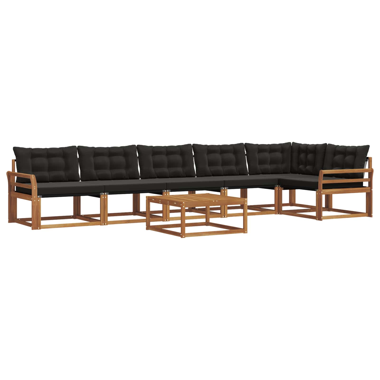 Buiten bankenset met kussen 7 pcs Natuurlijk en Zwart is nu te koop bij PeponiXL, paradijselijk wonen!