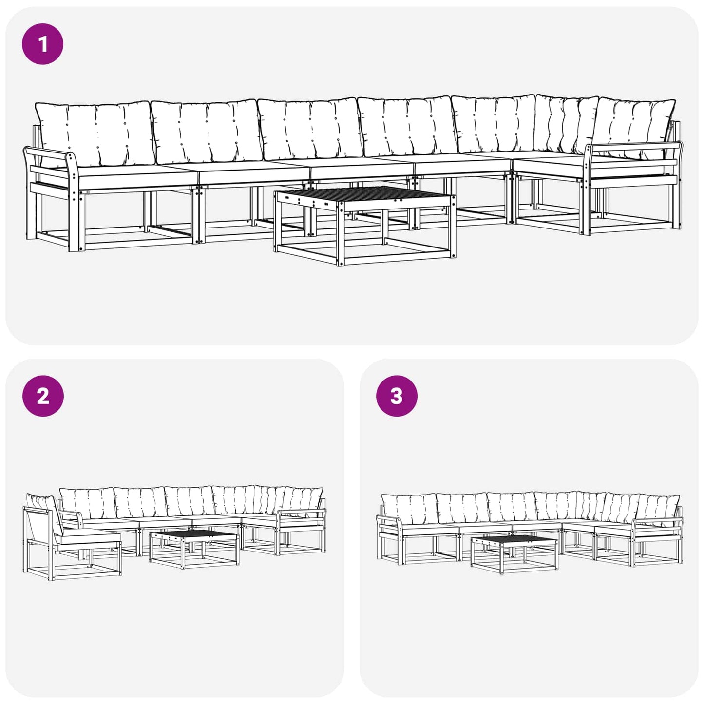 Buiten bankenset met kussen 7 pcs Natuurlijk en Zwart is nu te koop bij PeponiXL, paradijselijk wonen!