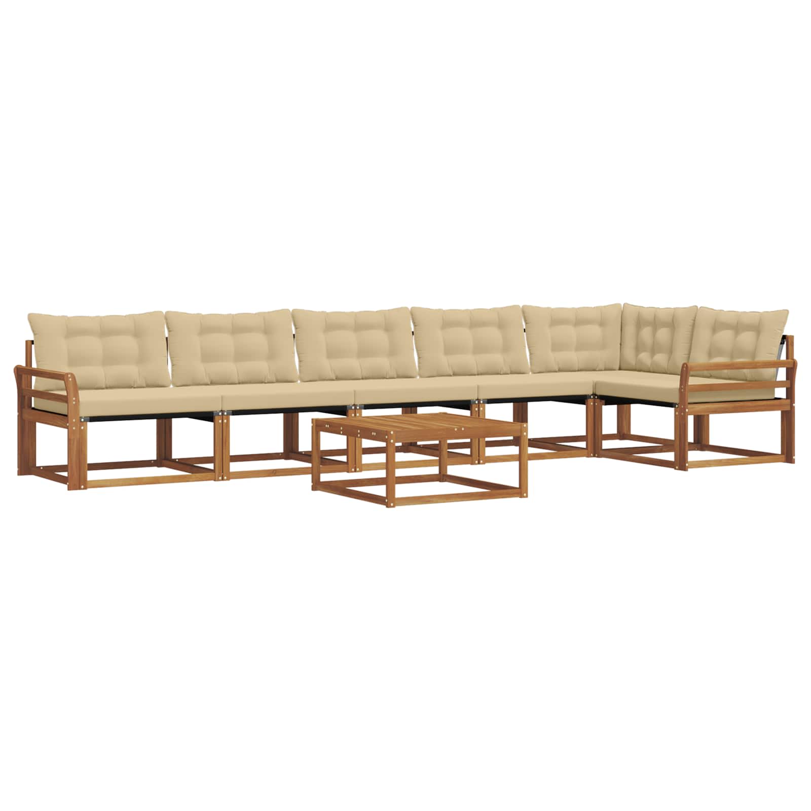 Buiten bankenset met kussen 7 pcs Natuurlijk en Beige is nu te koop bij PeponiXL, paradijselijk wonen!