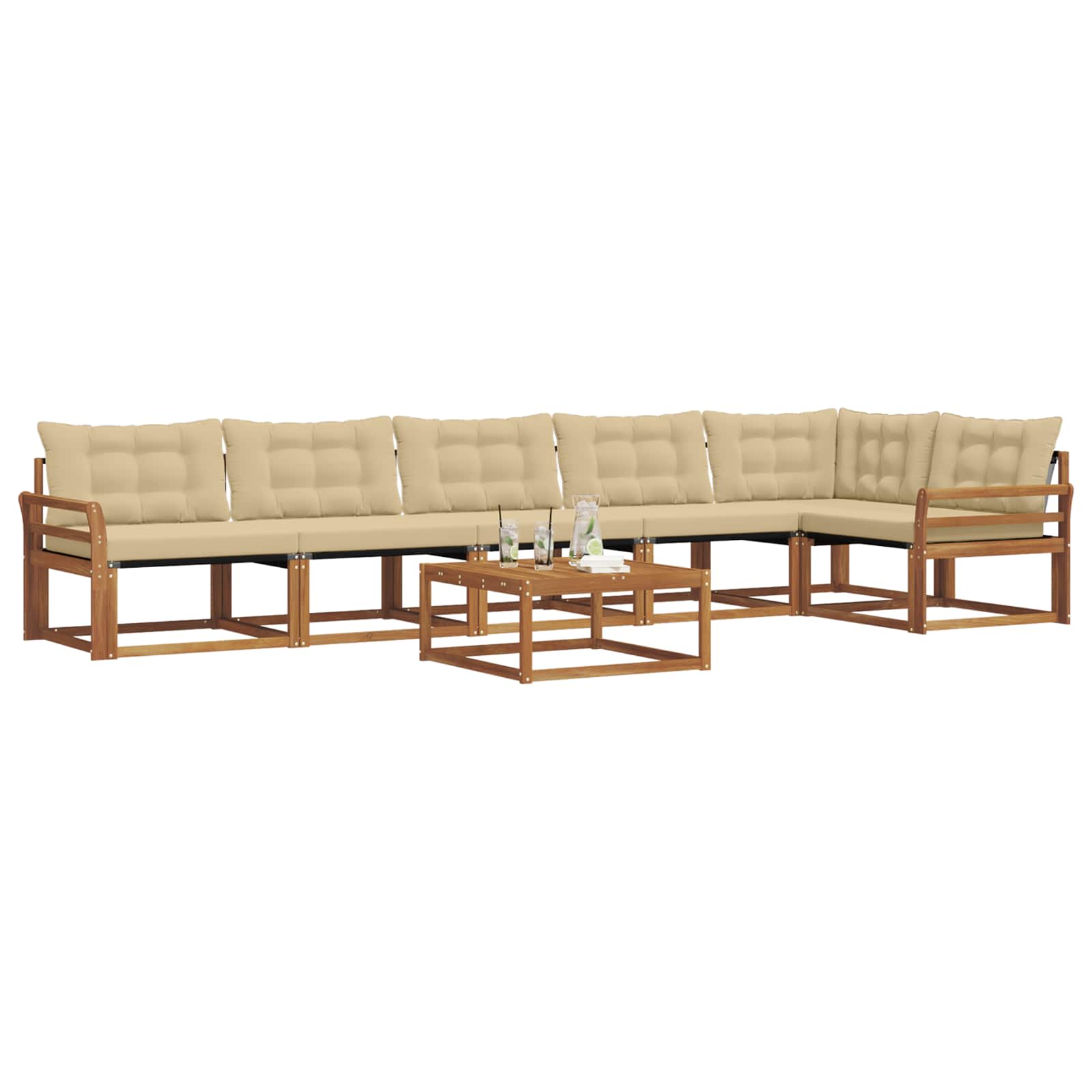 Buiten bankenset met kussen 7 pcs Natuurlijk en Beige is nu te koop bij PeponiXL, paradijselijk wonen!