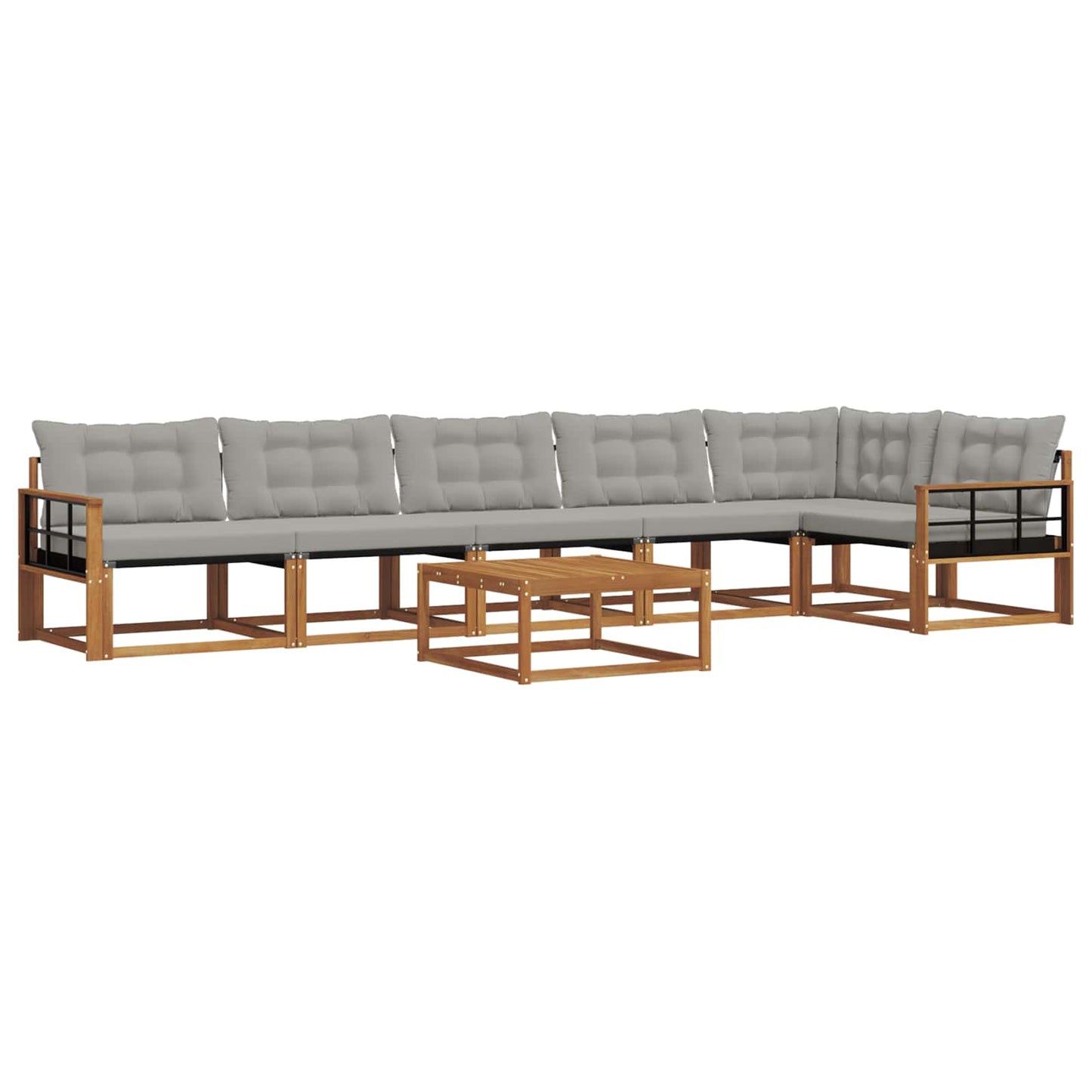 Buiten bankenset met kussen 7 pcs Natuurlijk en Lichtgrijs is nu te koop bij PeponiXL, paradijselijk wonen!