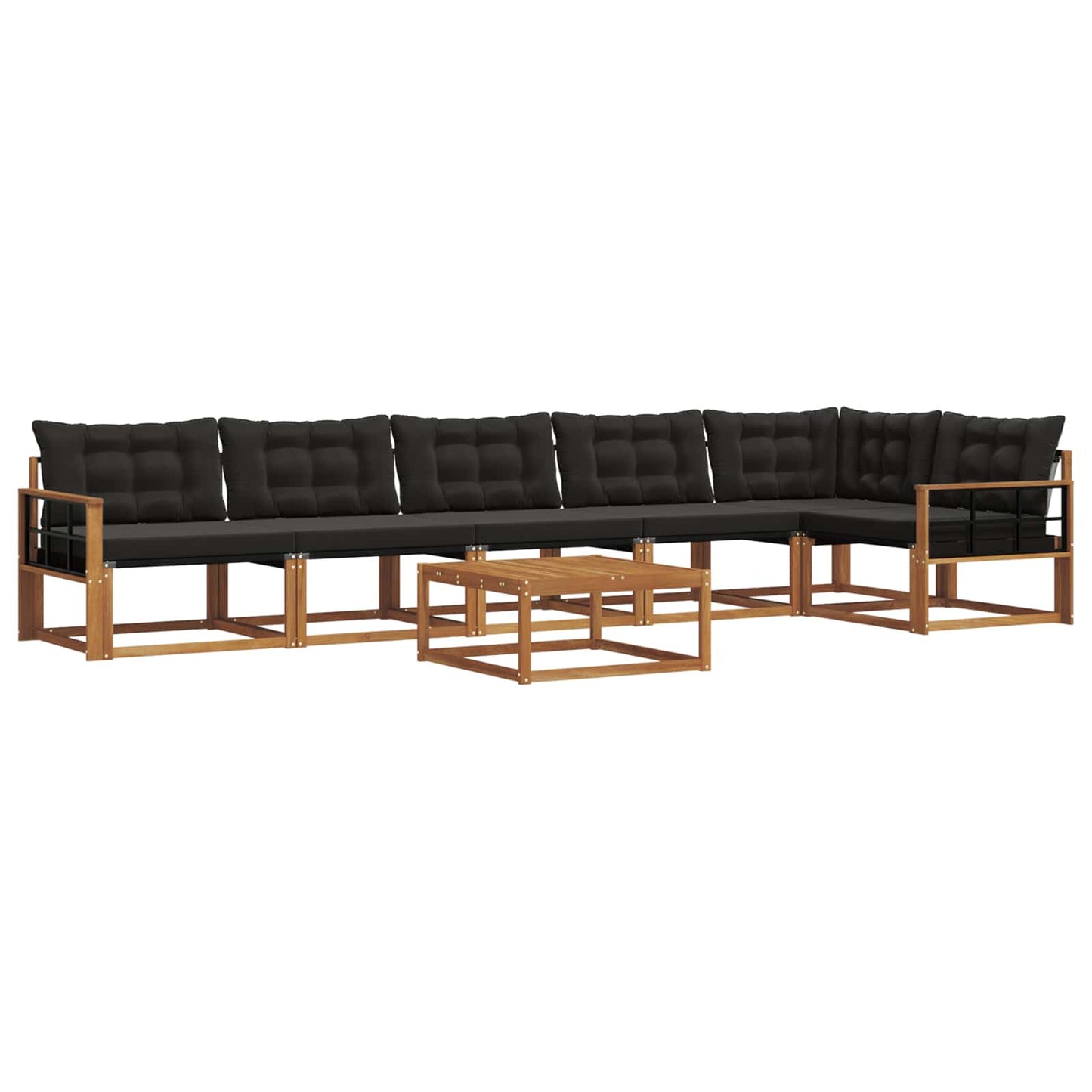 Buiten bankenset met kussen 7 pcs Natuurlijk en Zwart is nu te koop bij PeponiXL, paradijselijk wonen!