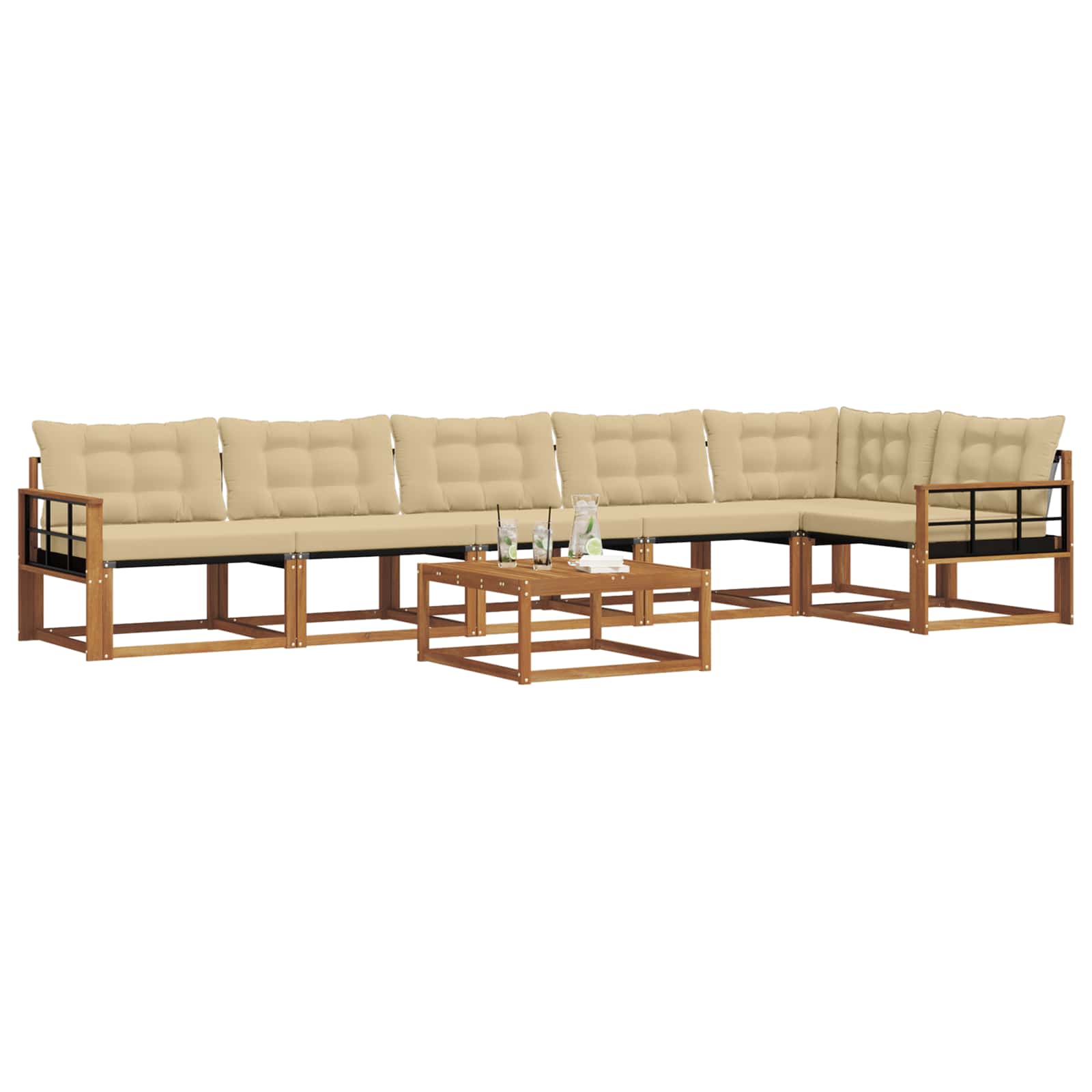 Buiten bankenset met kussen 7 pcs Natuurlijk en Beige is nu te koop bij PeponiXL, paradijselijk wonen!